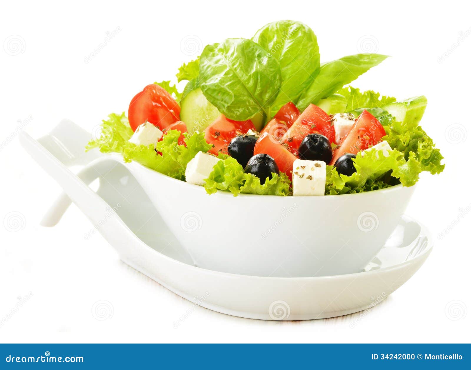 Vegetable Salad Bowl On White Stock Photo Image 34242000