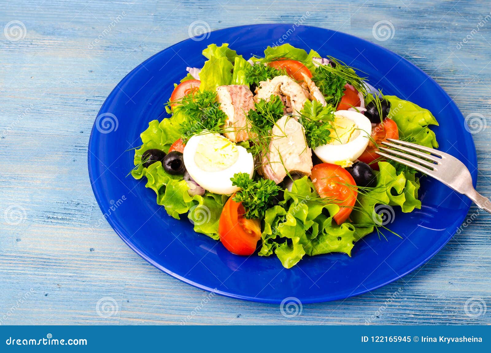 Vegetable Salad with Canned Fish Stock Image Image of canned, diet
