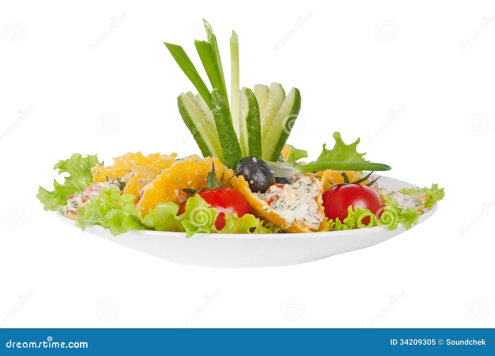 Vegetable Salad in Cheese Crisps Stock Image Image of healthy, olives