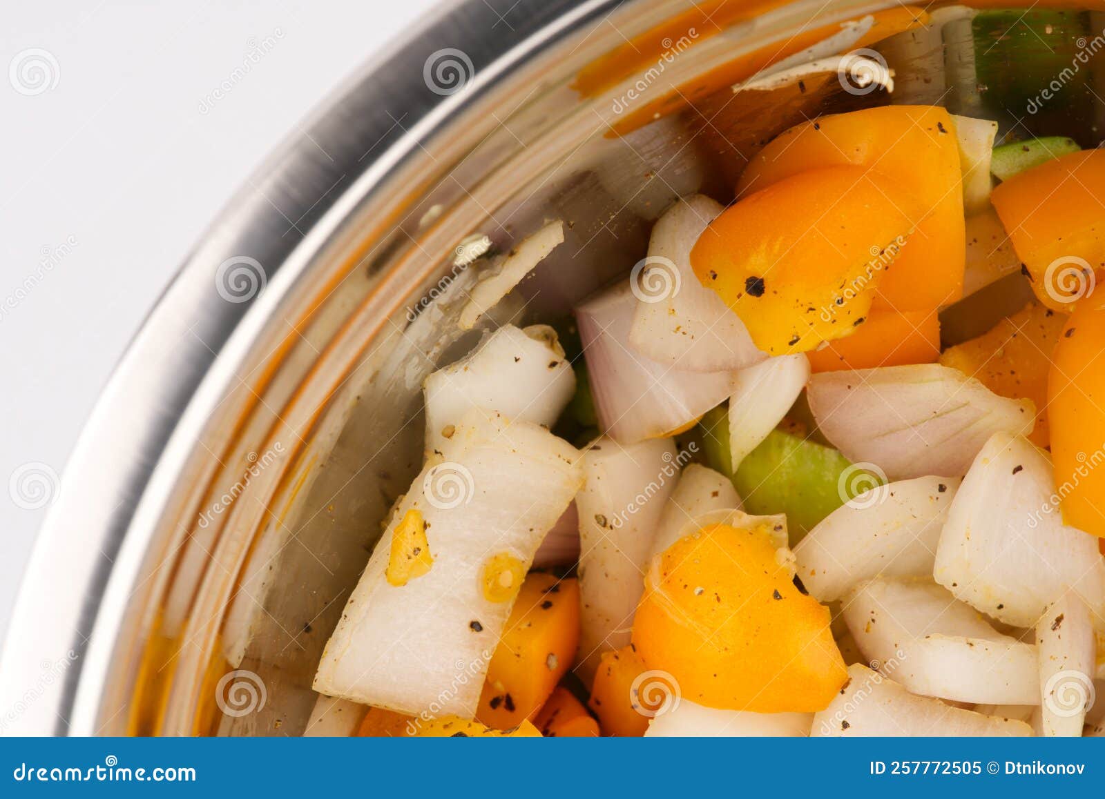 Vegetable Salad in a Metal Bowl. View from Above Stock Image Image of