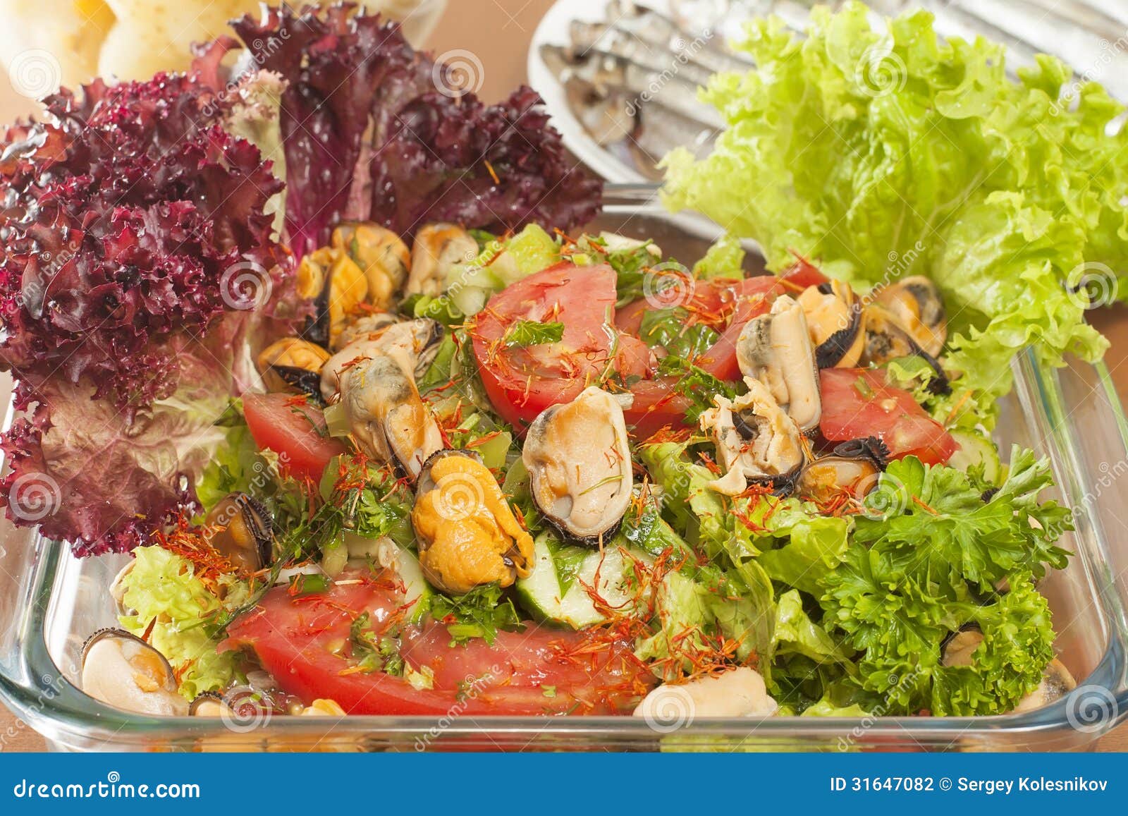 Vegetable Salad with Mussels Stock Photo Image of breakfast, green