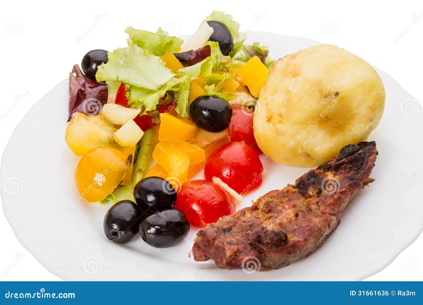 Vegetable Salad with Olives and Meat Stock Photo Image of tomato