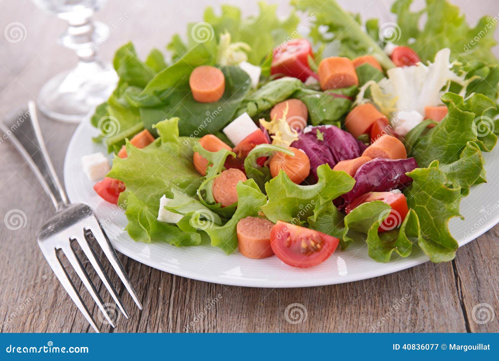 Vegetable Salad and Sausage Stock Image Image of vegetable, meat
