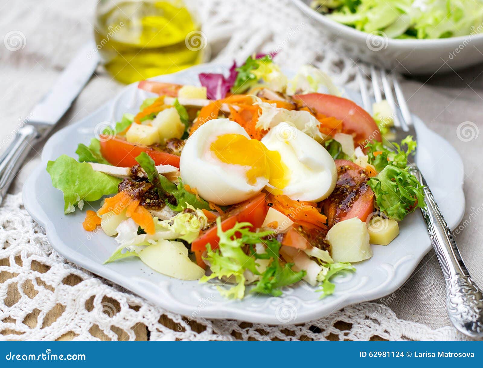 Vegetable Salad with Softboiled Egg Stock Photo Image of soft