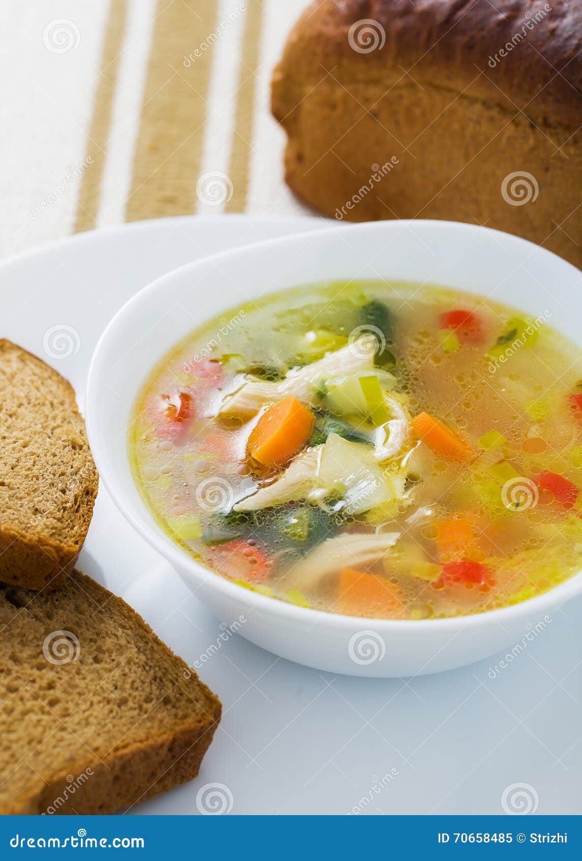 Vegetable Soup with Chicken Breast Stock Image Image of carrots