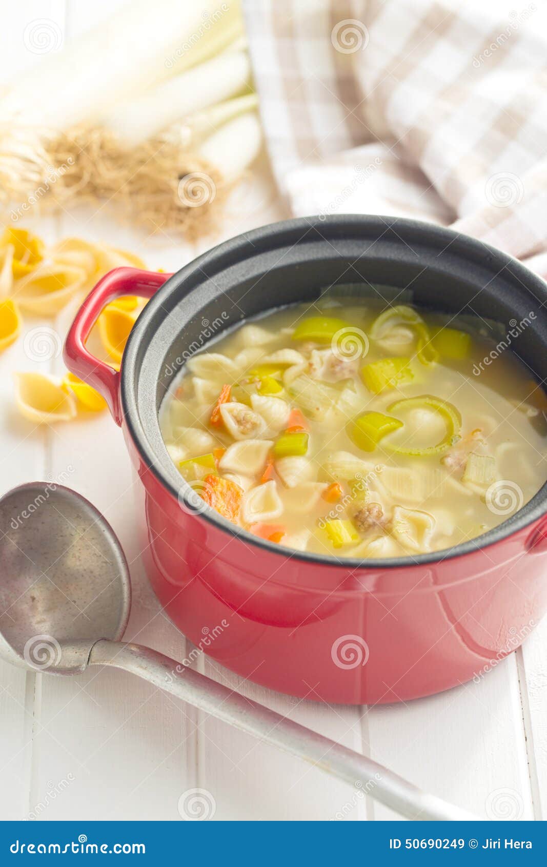 Vegetable soup with pasta stock image. Image of spoon - 50690249