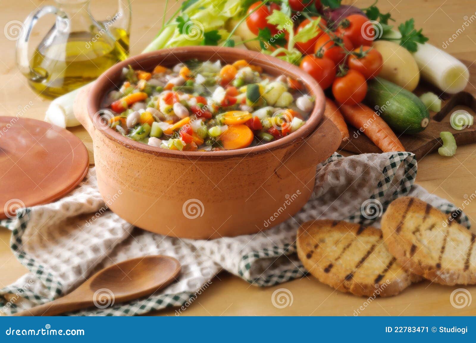Vegetable Soup and Toast Bread Stock Image Image of onion, food 22783471
