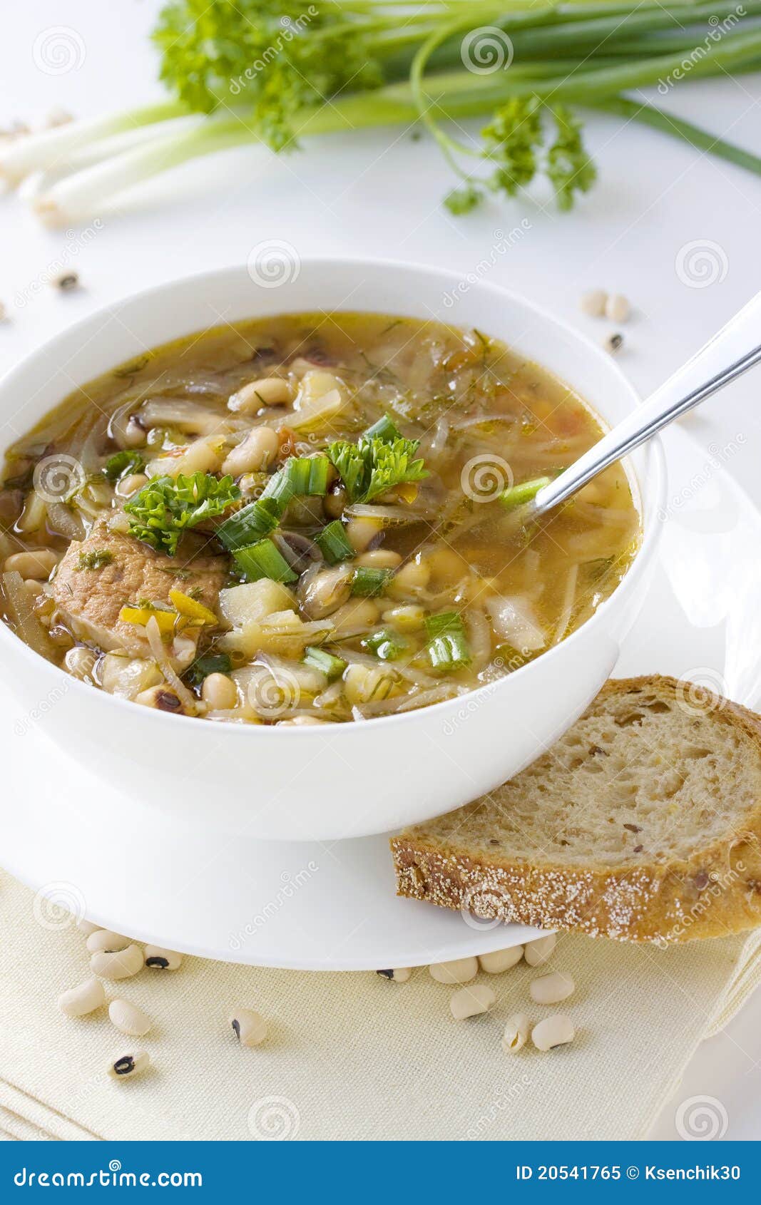 Vegetable Soup in White Bowl Stock Image - Image of carrots, bread ...
