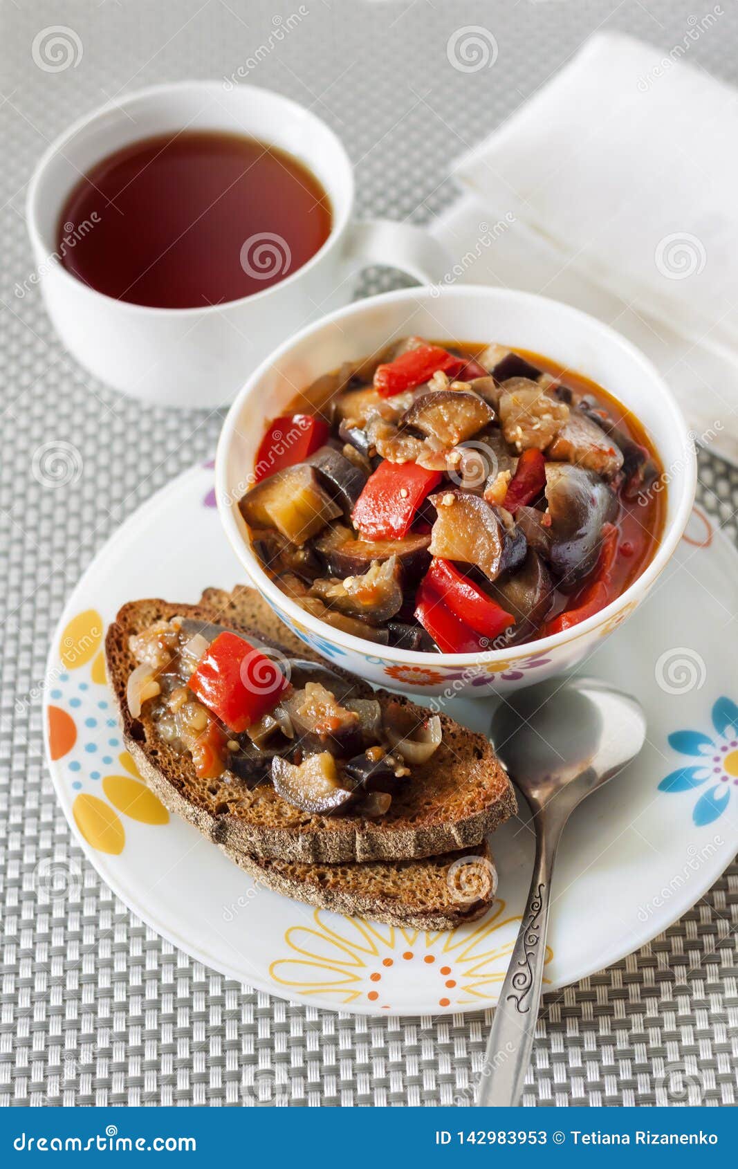 Vegetable Stew with Eggplant, Red Pepper and Tomatoes Stock Image