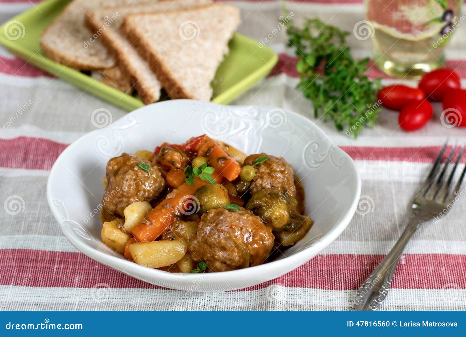 Vegetable Stew with Meatballs and Thick Gravy Stock Photo Image of