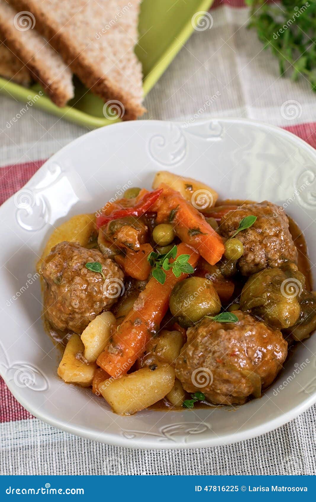 Vegetable Stew with Meatballs and Thick Gravy Stock Image Image of