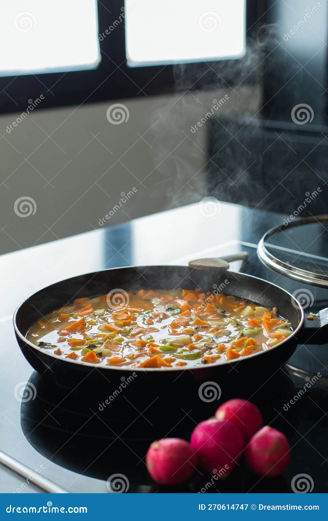 Vegetable Stew in a Pan at the Modern Kitchen Stock Image Image of
