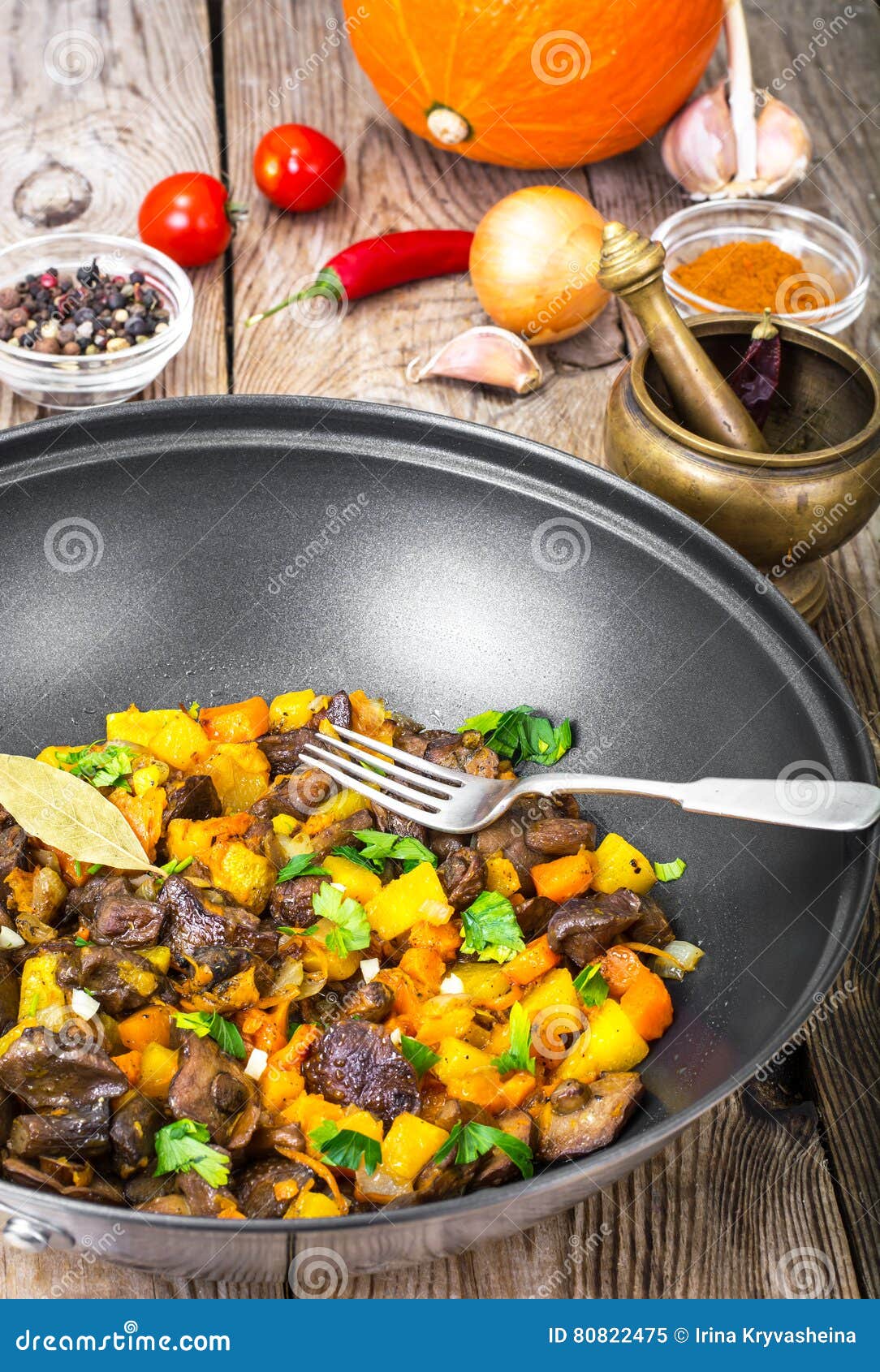 Vegetable Stew with Pumpkin, Celery and Mushrooms Stock Image Image