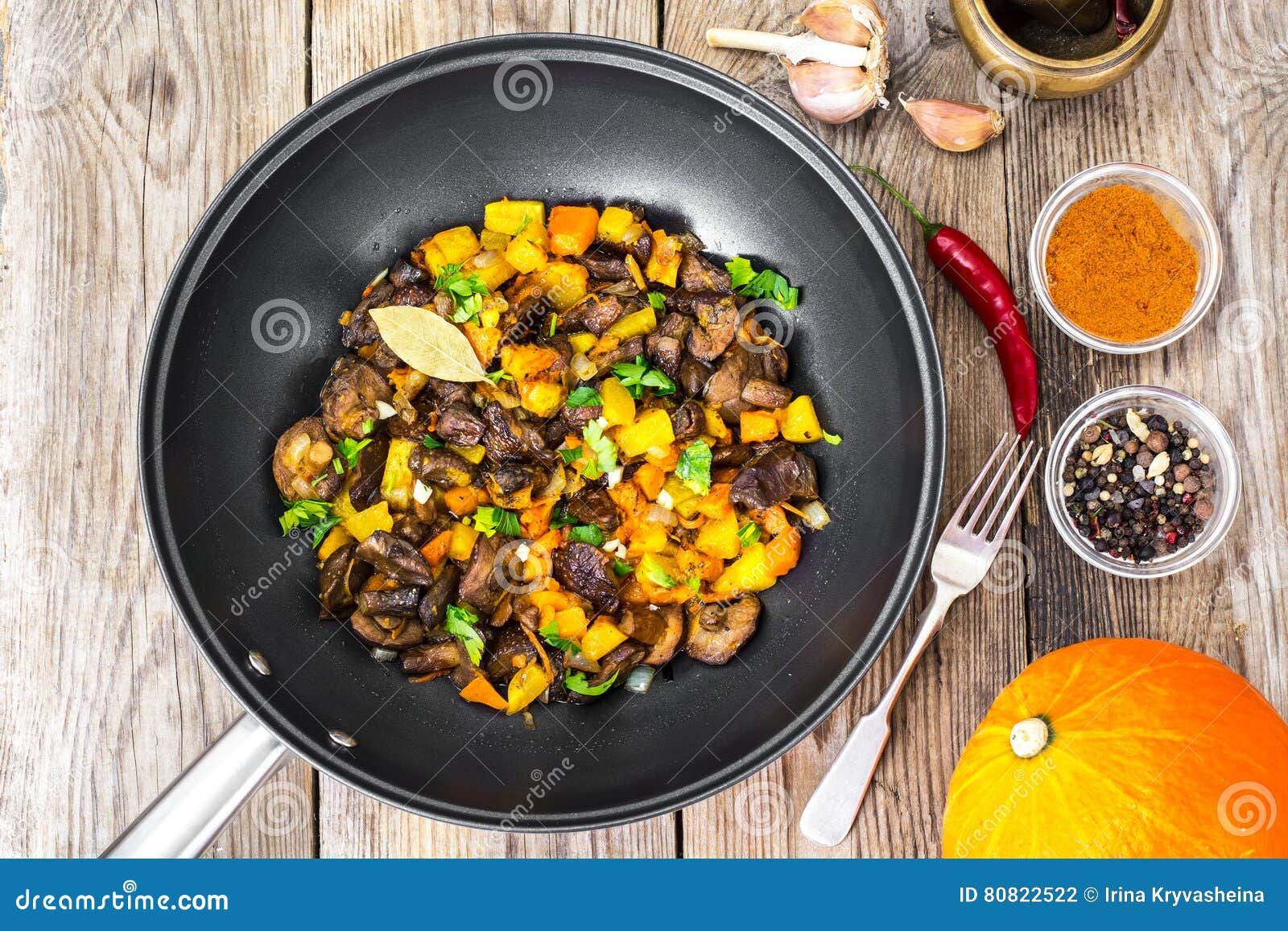 Vegetable Stew with Pumpkin, Celery and Mushrooms Stock Photo Image