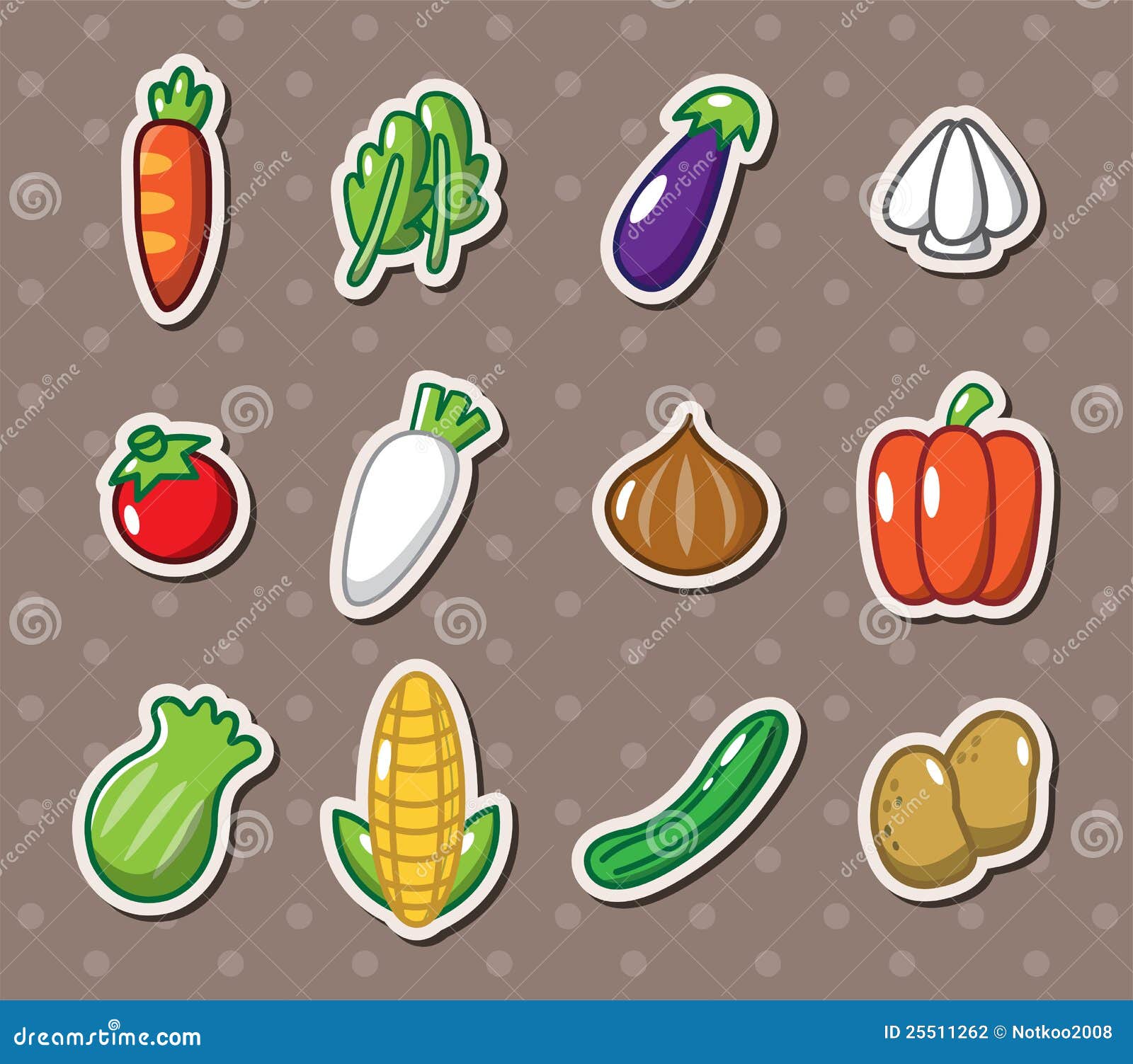 Vegetable stickers stock vector. Illustration of doodle 25511262