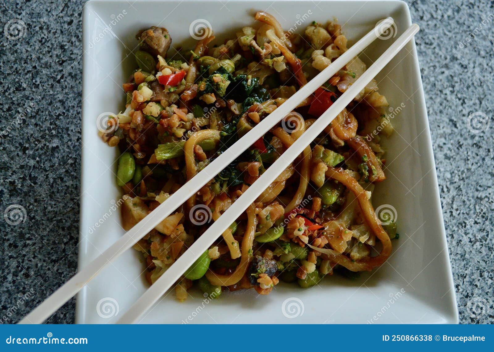 Japanese Vegetable Stir Fry with Udon Noodles Stock Photo - Image of
