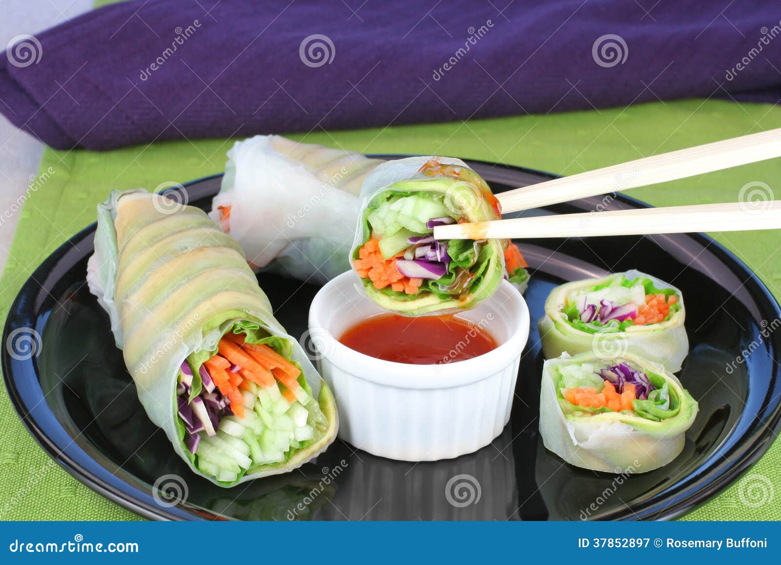 Vegetable Sushi with Dipping Sauce Stock Image Image of napkin