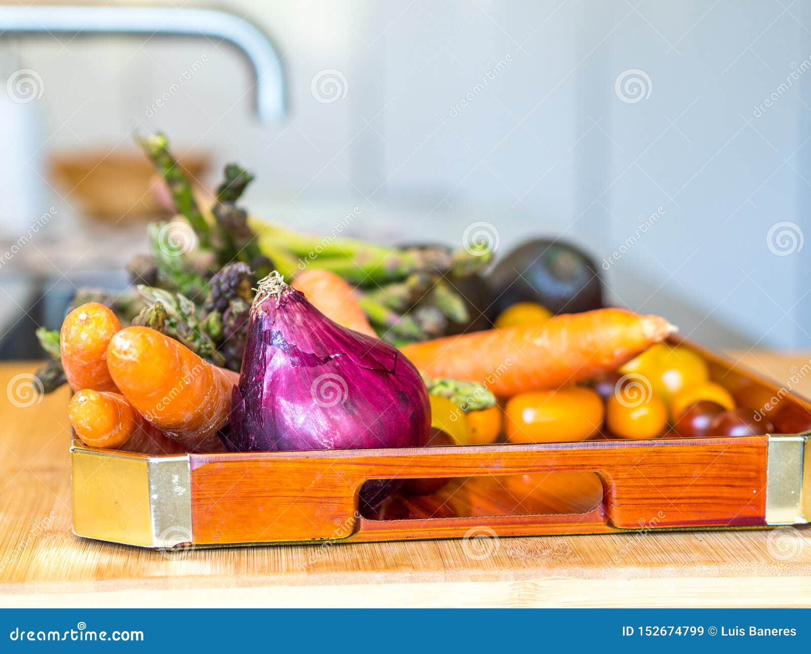 Vegetable Tray on the Top of a Modern Kitchen Ready To Be Prepared Stock Image Image of