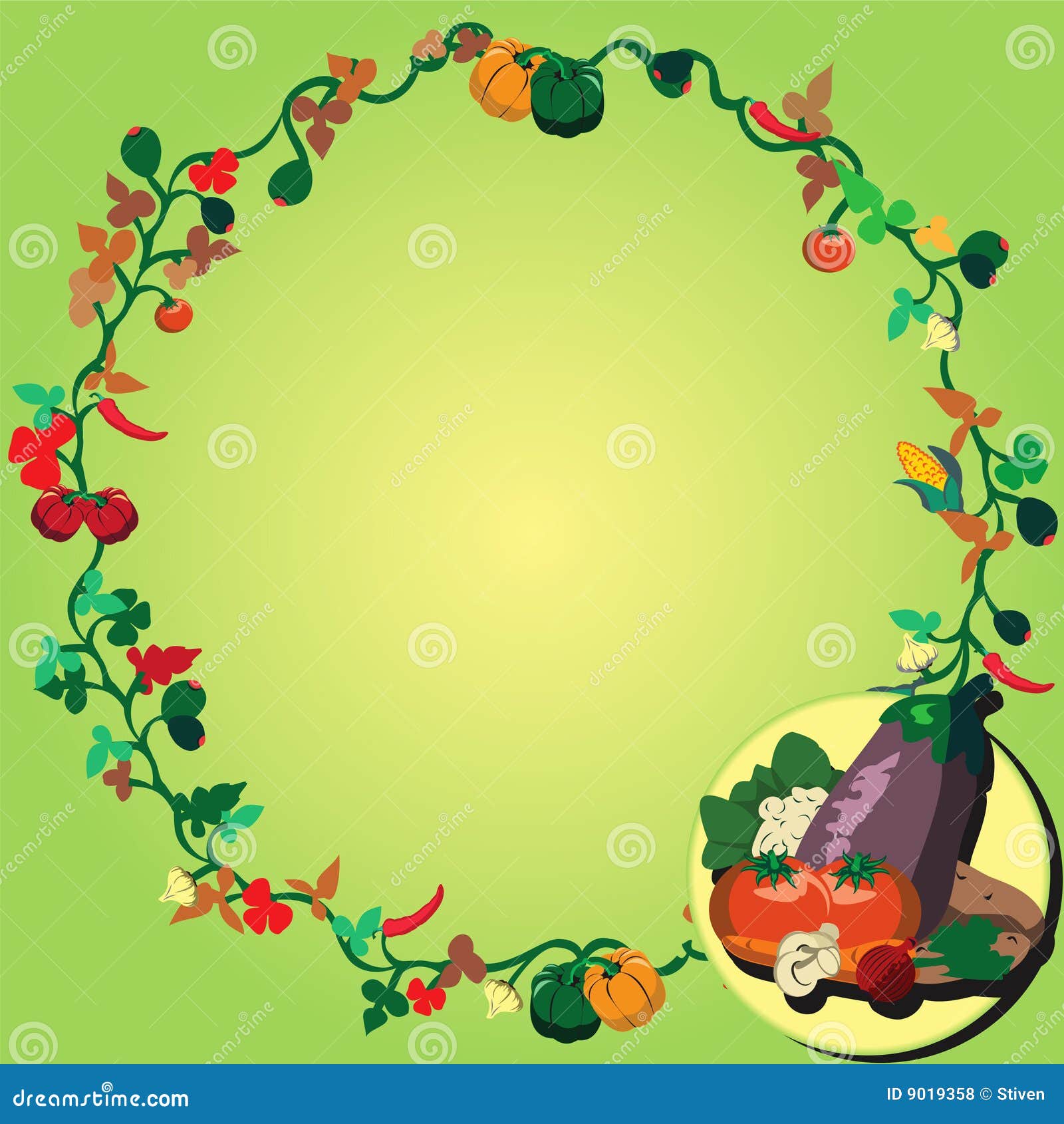 Vegetable wreath stock vector. Illustration of leaf, assortment 9019358
