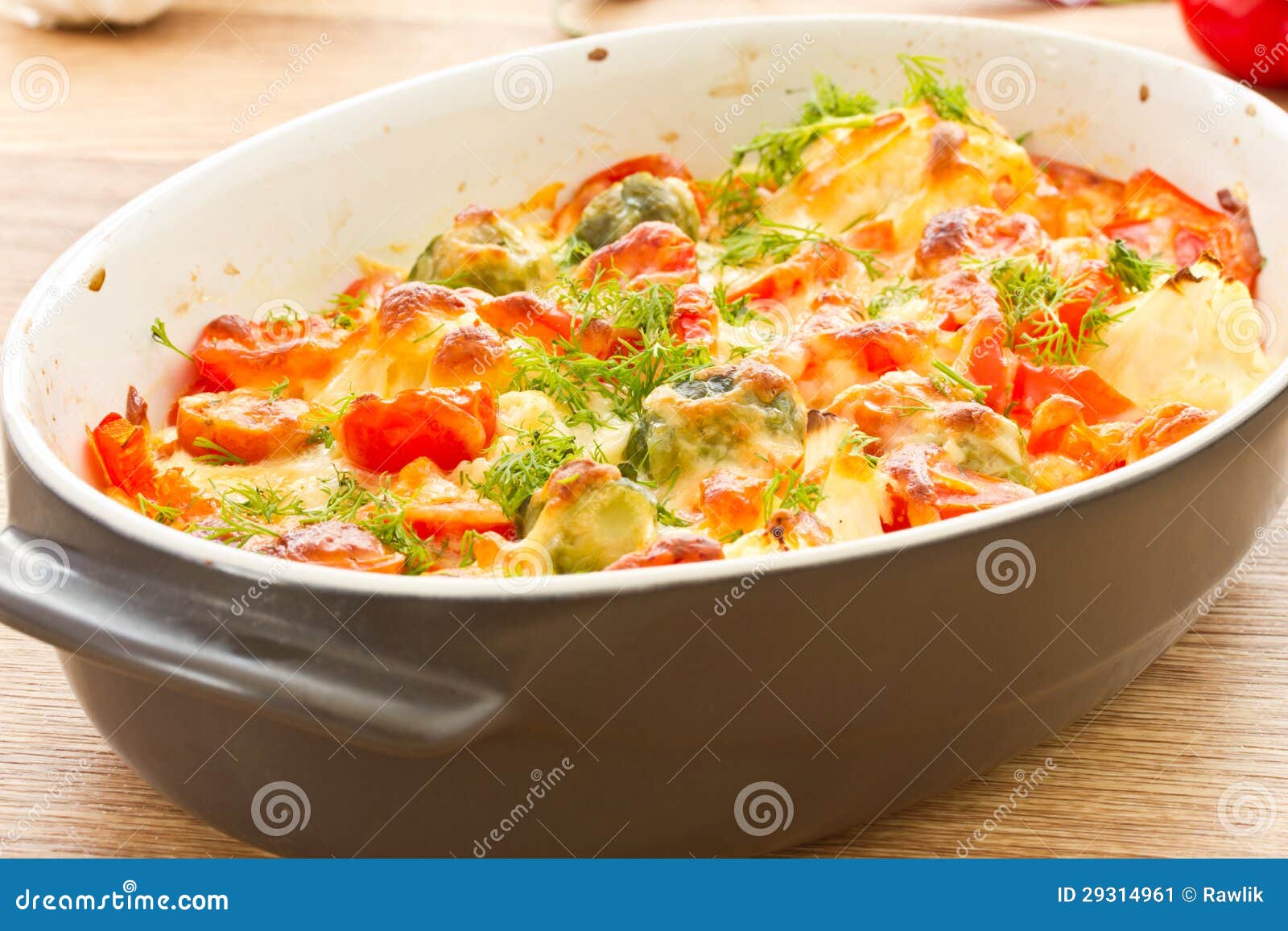 Vegetables Baked with Cheese Stock Image Image of cabbage, carrots