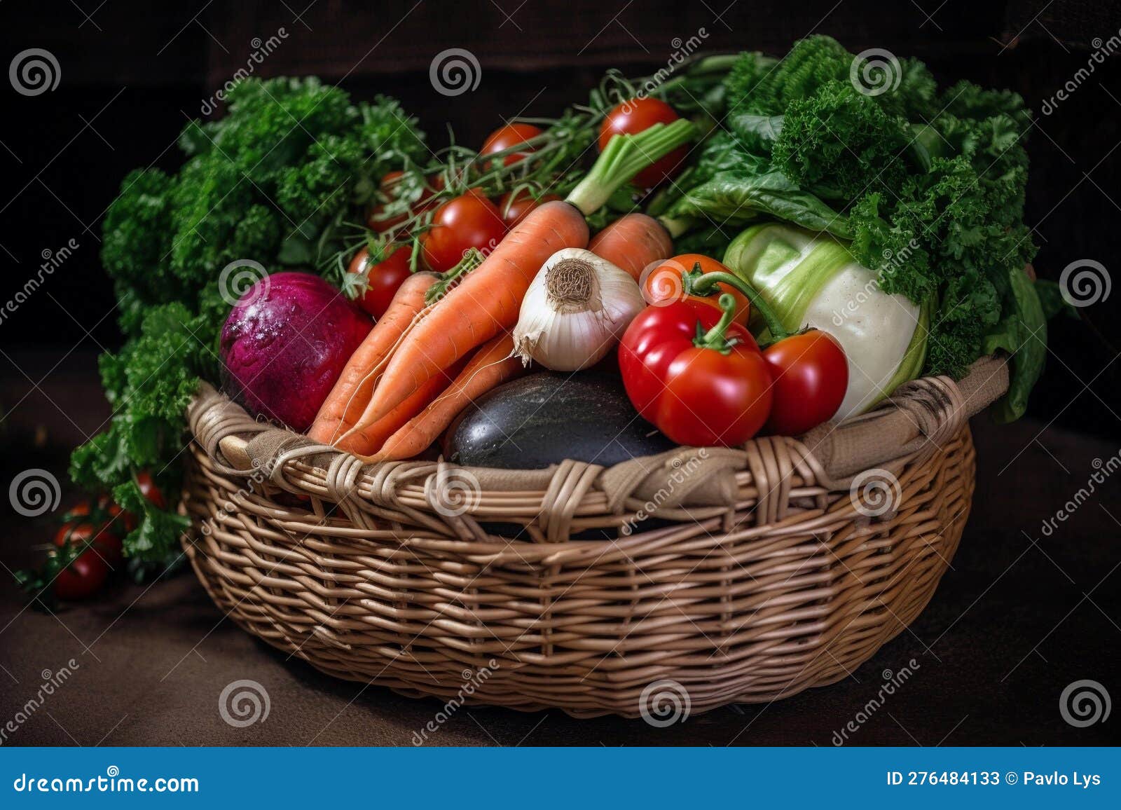 Vegetables in a Basket. Vegetable Harvest Stock Illustration