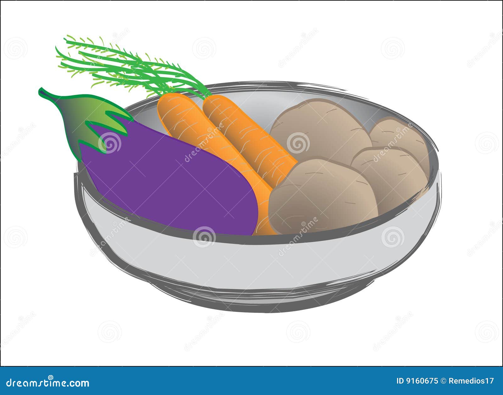 Vegetables in a bowl stock illustration. Illustration of vegetables