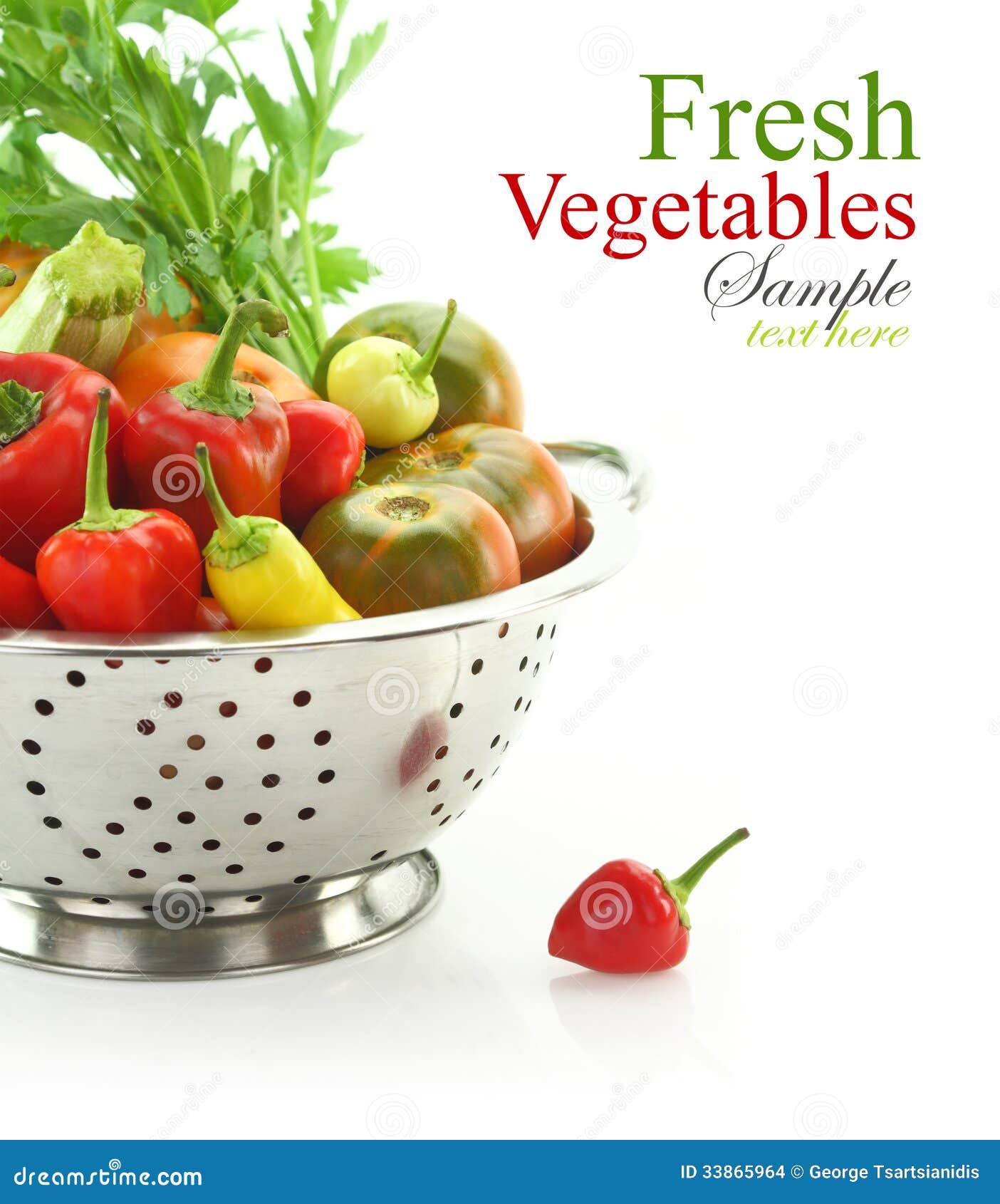 Vegetables in colander stock photo. Image of pepper, green 33865964