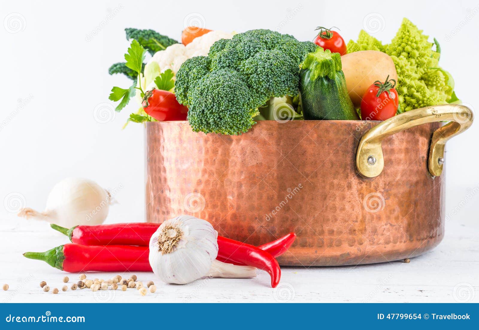 Vegetables in copper pot. stock photo. Image of color 47799654