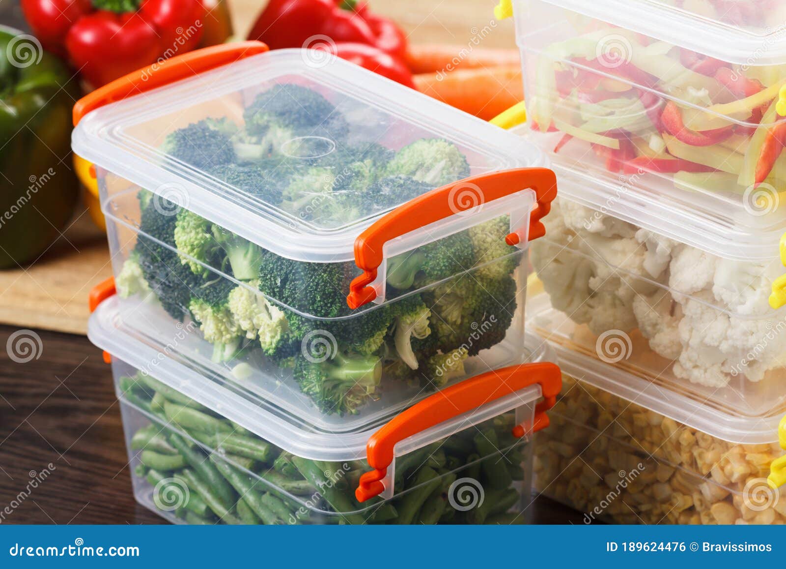Vegetables Cut Frozen in Plastic Container Stock Photo Image of