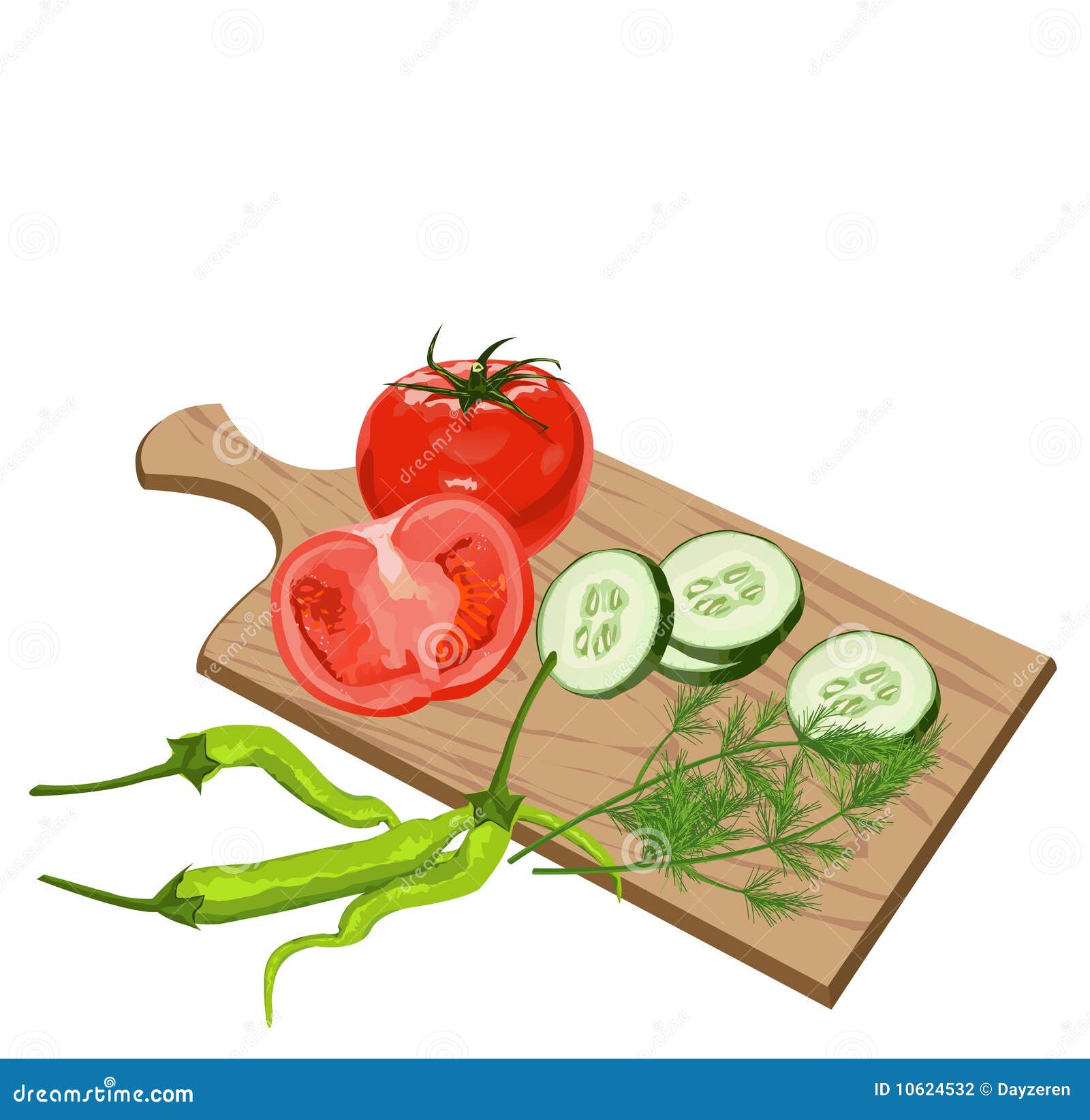 Vegetables on Cutting Board Stock Vector Illustration of clip, board