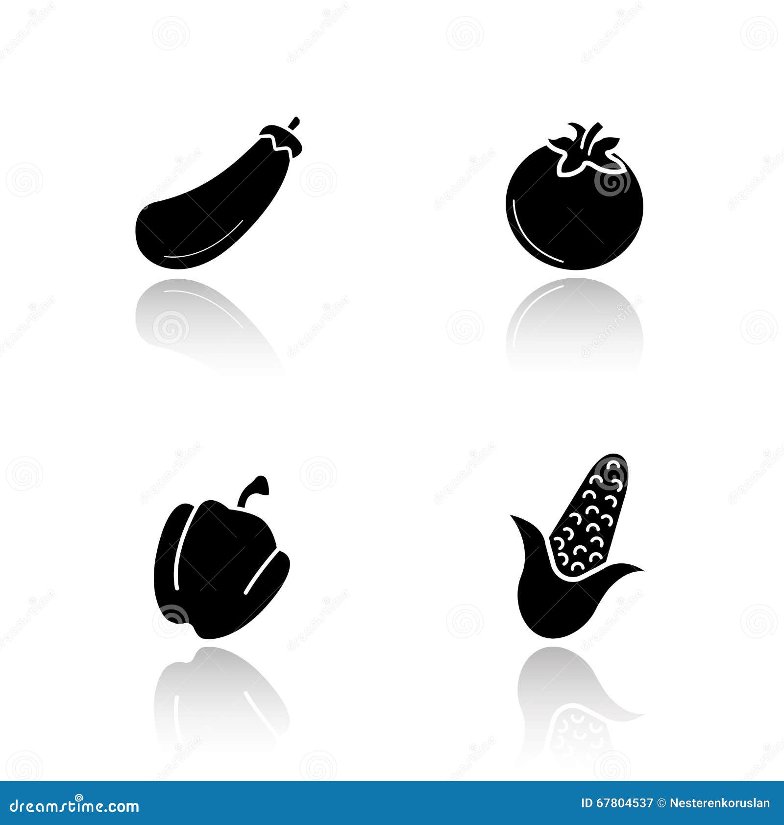 Vegetables Drop Shadow Icons Set Stock Vector - Illustration of peper ...