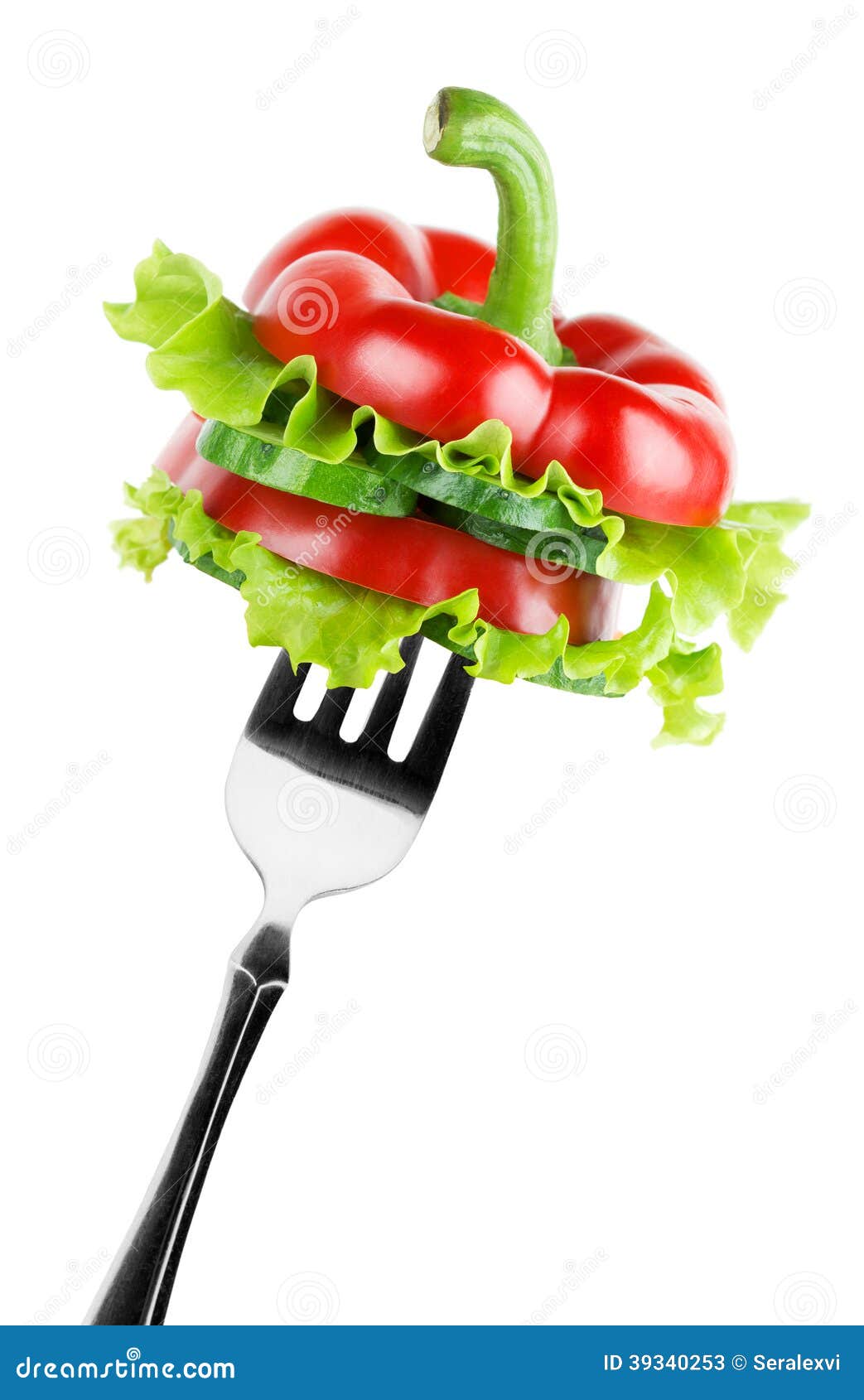 Vegetables on the fork stock image. Image of concept 39340253