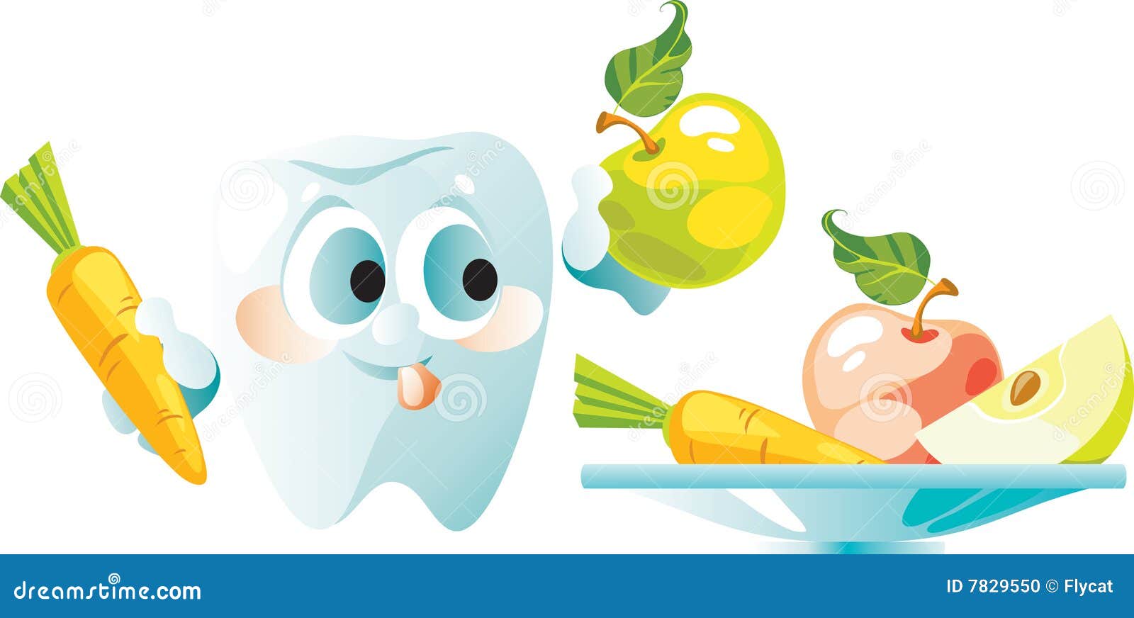 Vegetables and Fruit are Useful To a Teeth Stock Vector Illustration