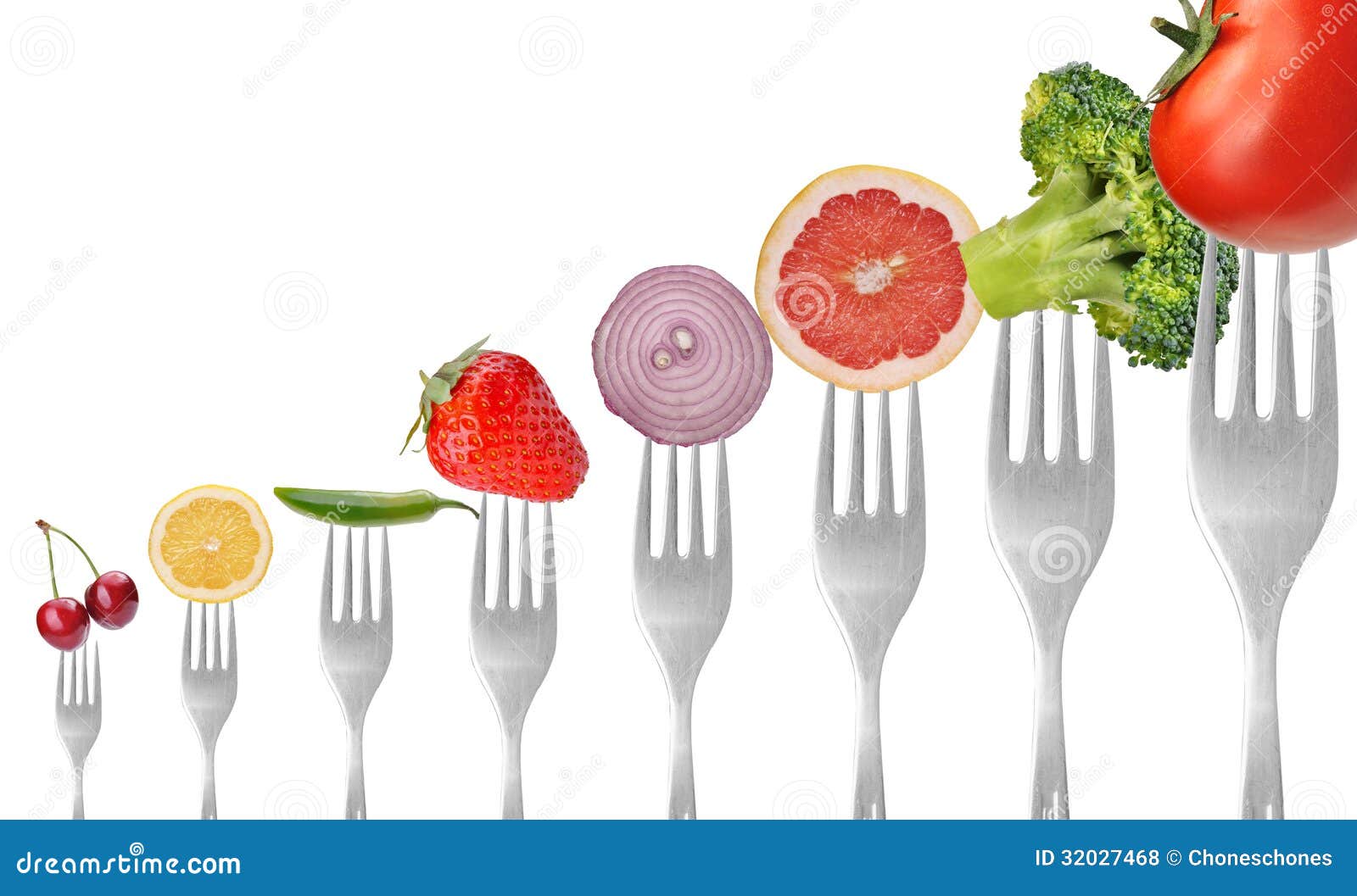 Vegetables and Fruits on Forks Stock Photo Image of natural, berry
