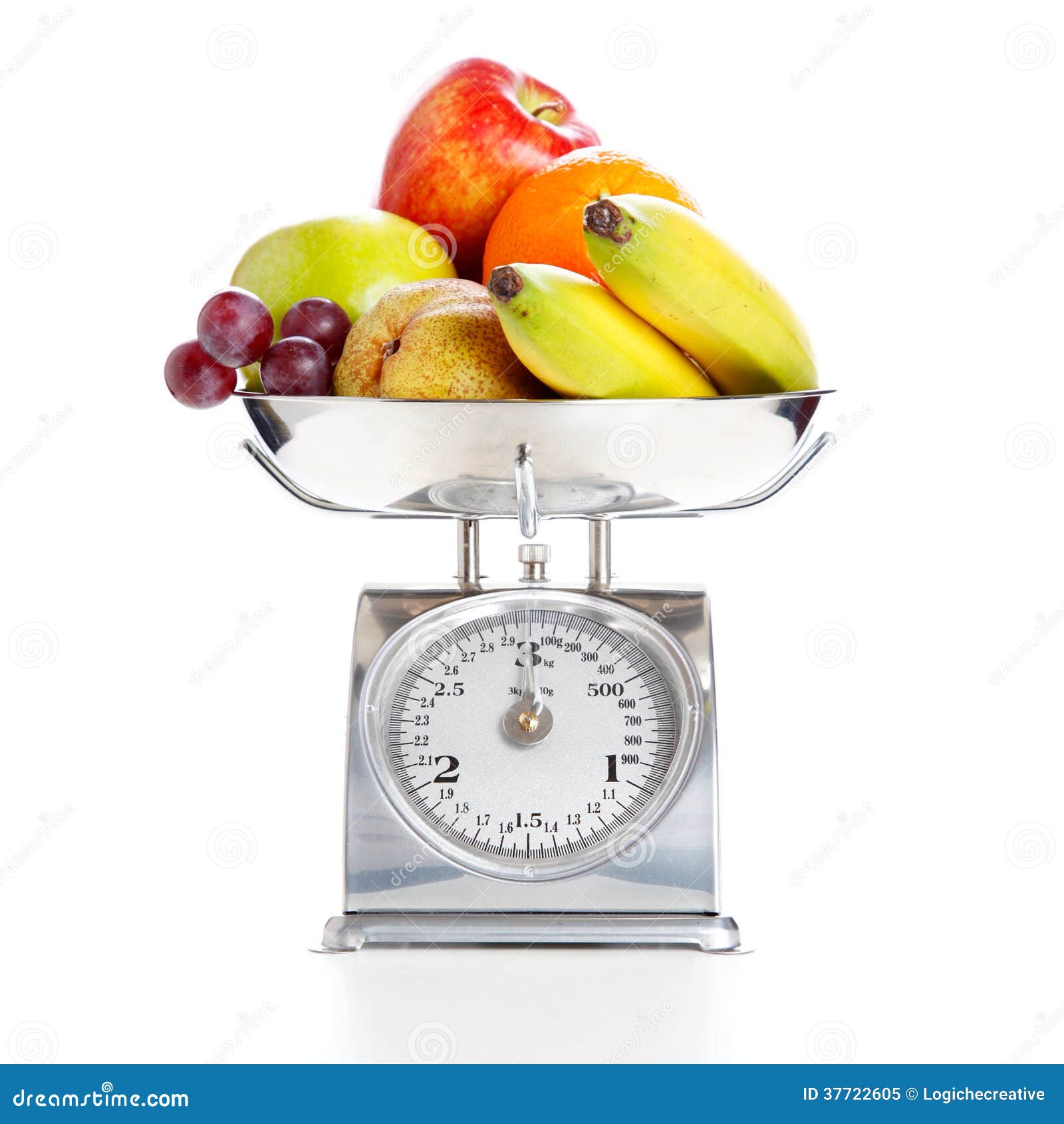 Healthy food weight scale as nutritious fruit vegetables and protein shaped  as a measuring dial needle as a diet control concept Stock Photo - Alamy