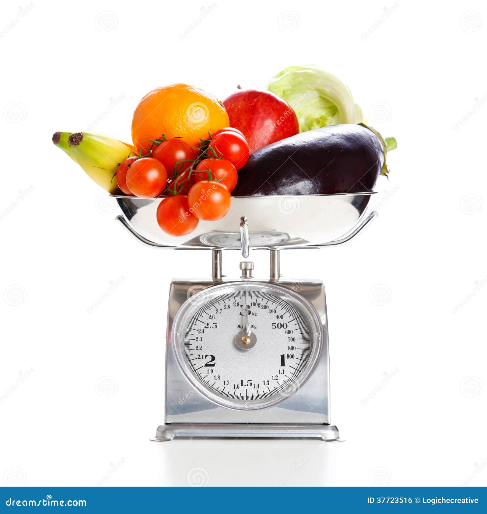 Vegetables And Fruits On A Weighing Scale Stock Photo Image of diet