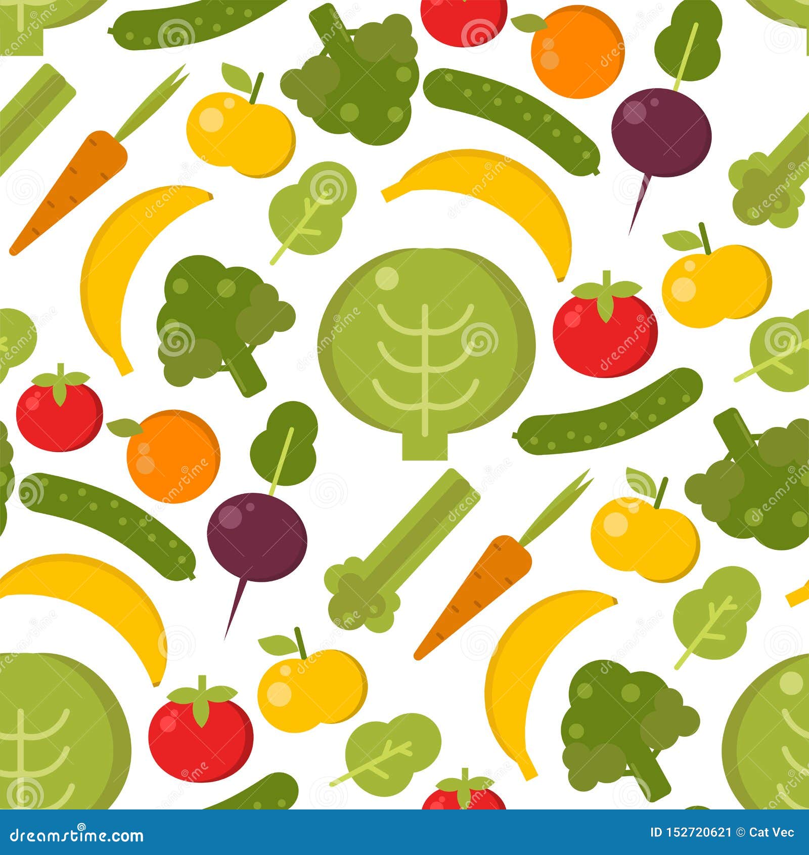 Vegetables Healthy Food Seamless Pattern Illustration. Organic Green ...