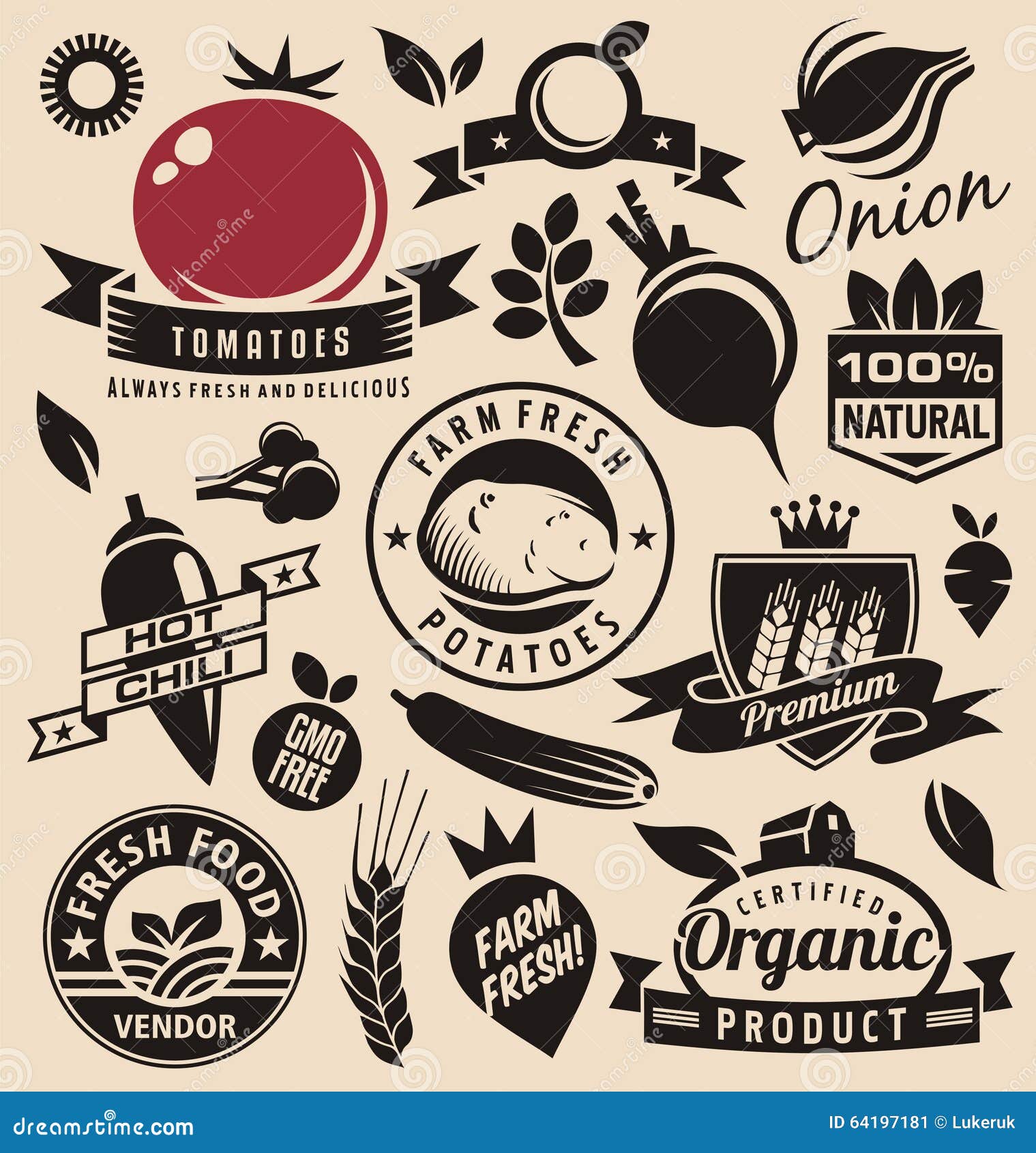 Vegetables Icons Labels Signs Symbols Logo Layouts And Design