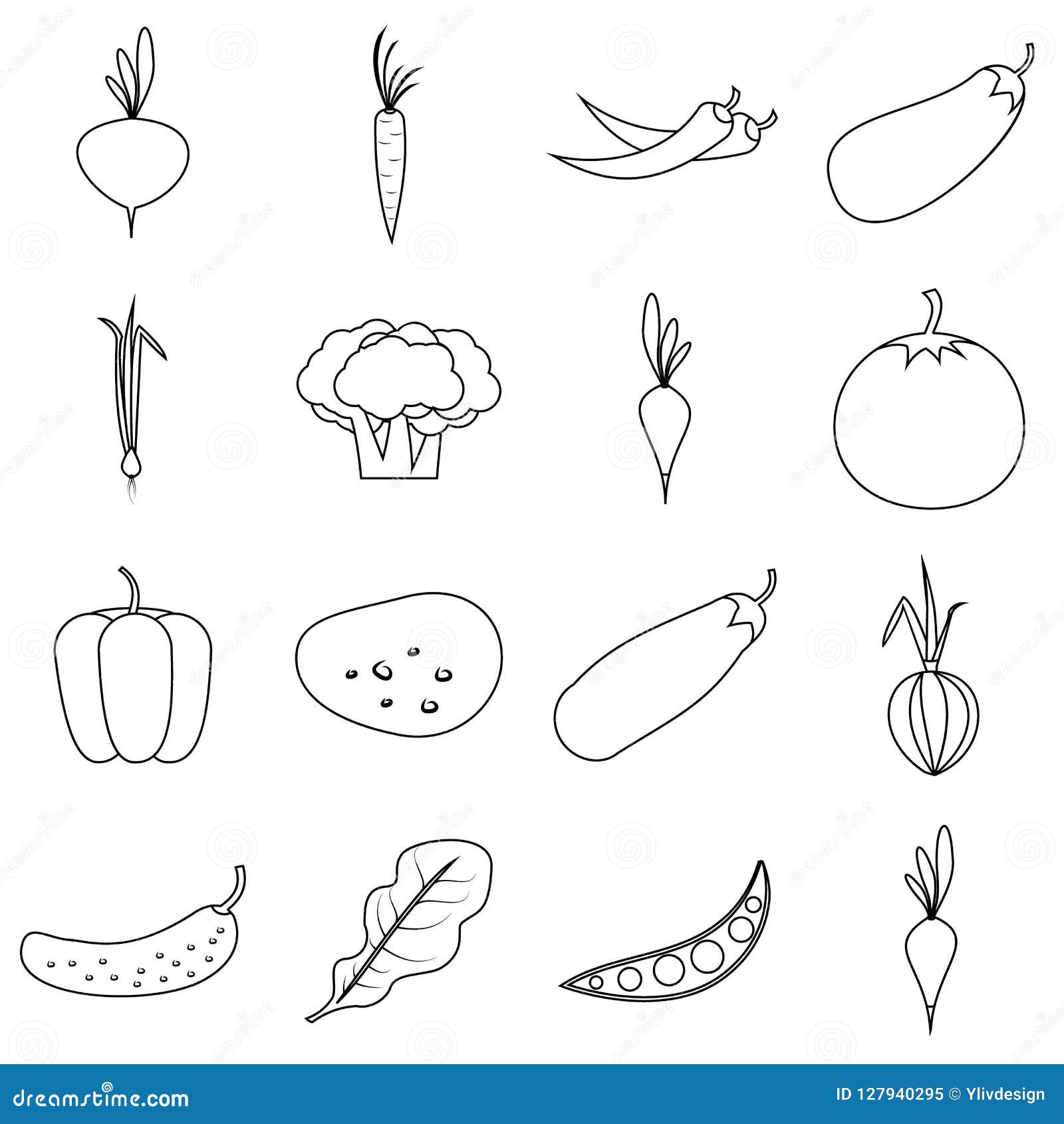 Vegetables Icons Set, Outline Style Stock Illustration - Illustration ...