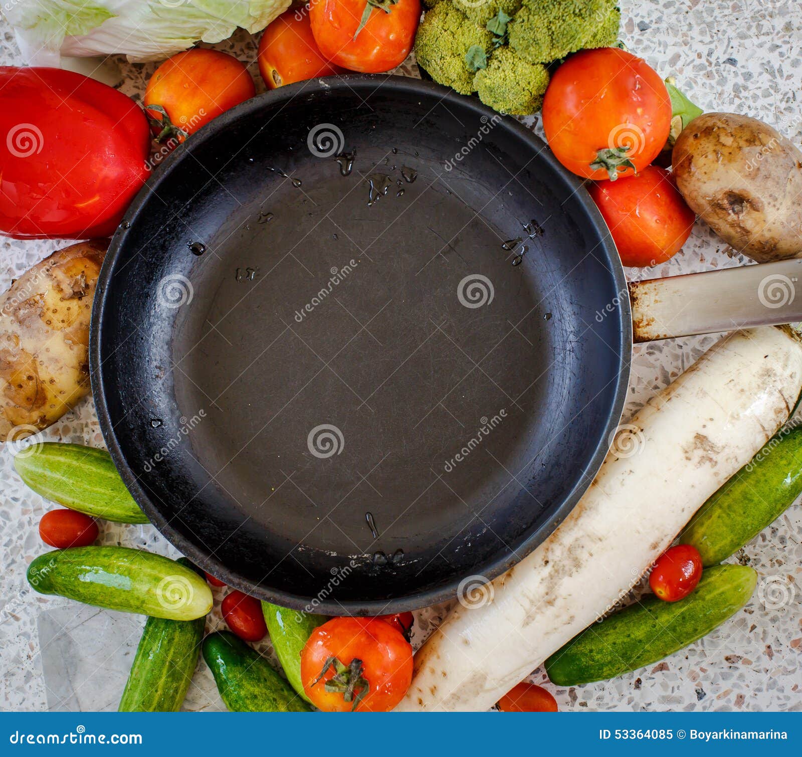 Vegetables near to the pan stock image. Image of fresh - 53364085