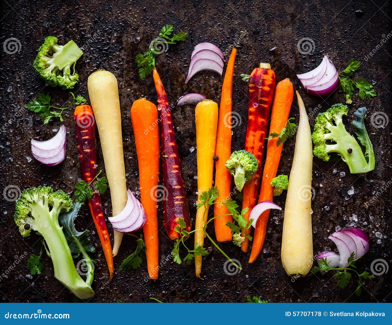 Vegetables for roasting stock photo. Image of onion, broccoli 57707178