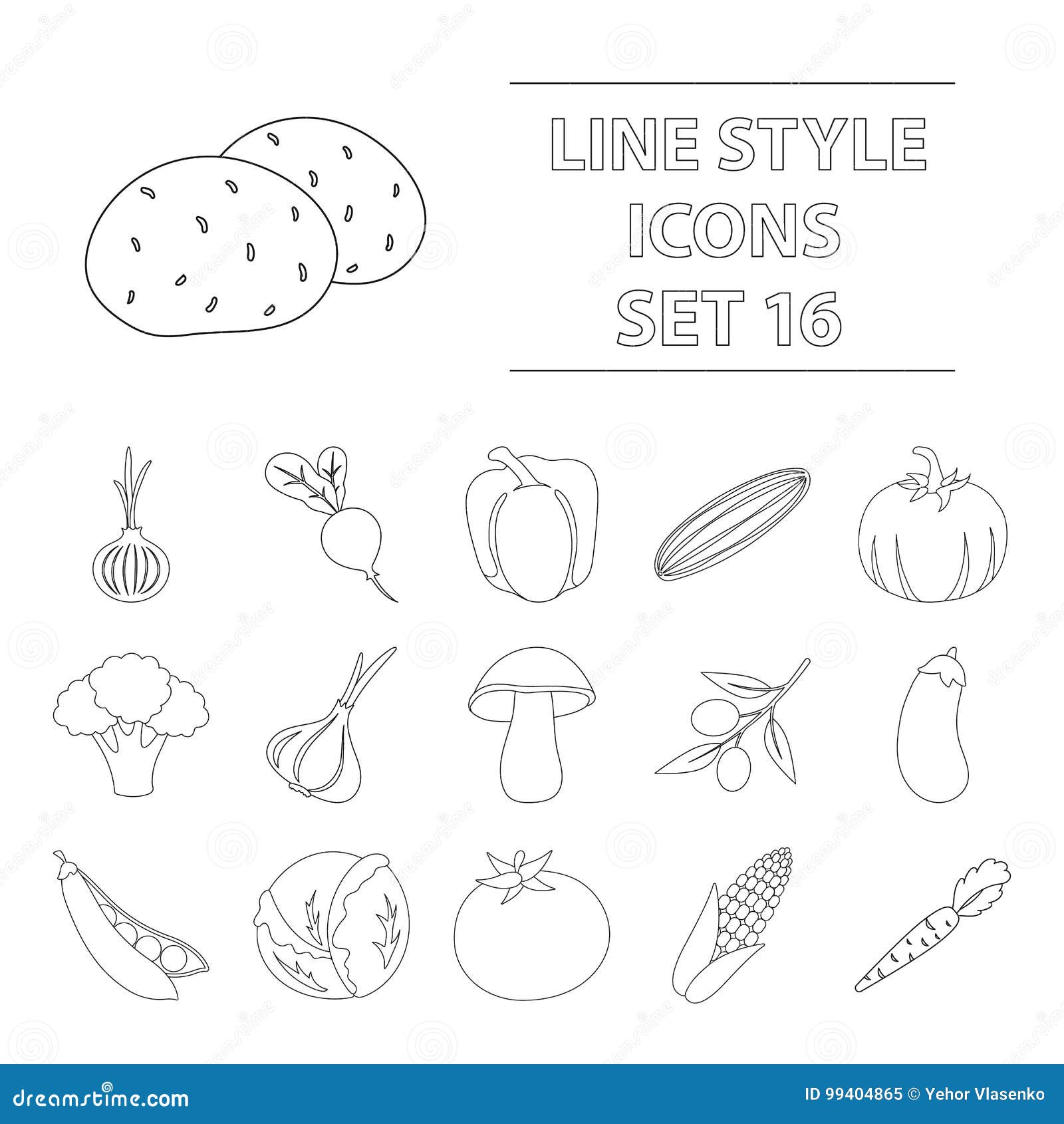 Vegetables Set Icons in Outline Style. Big Collection of Vegetables