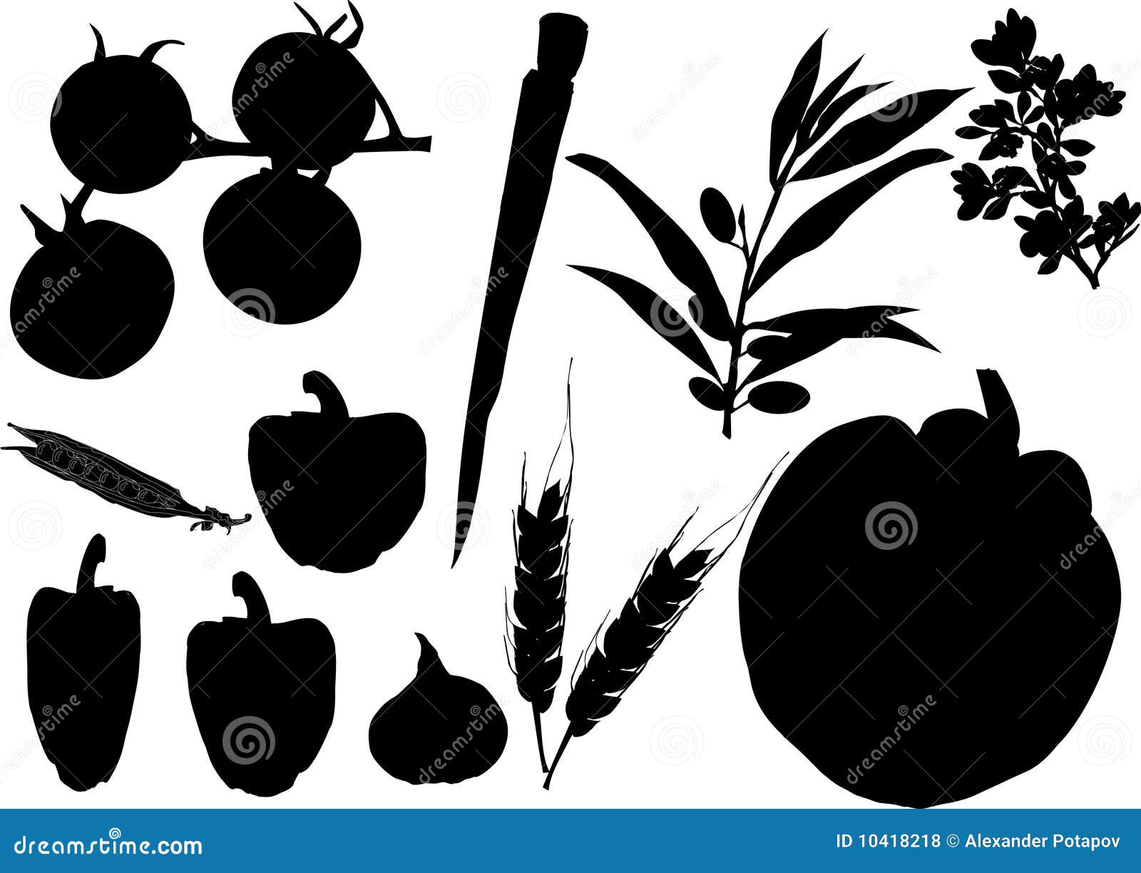 Vegetables silhouette set stock illustration. Illustration of crop