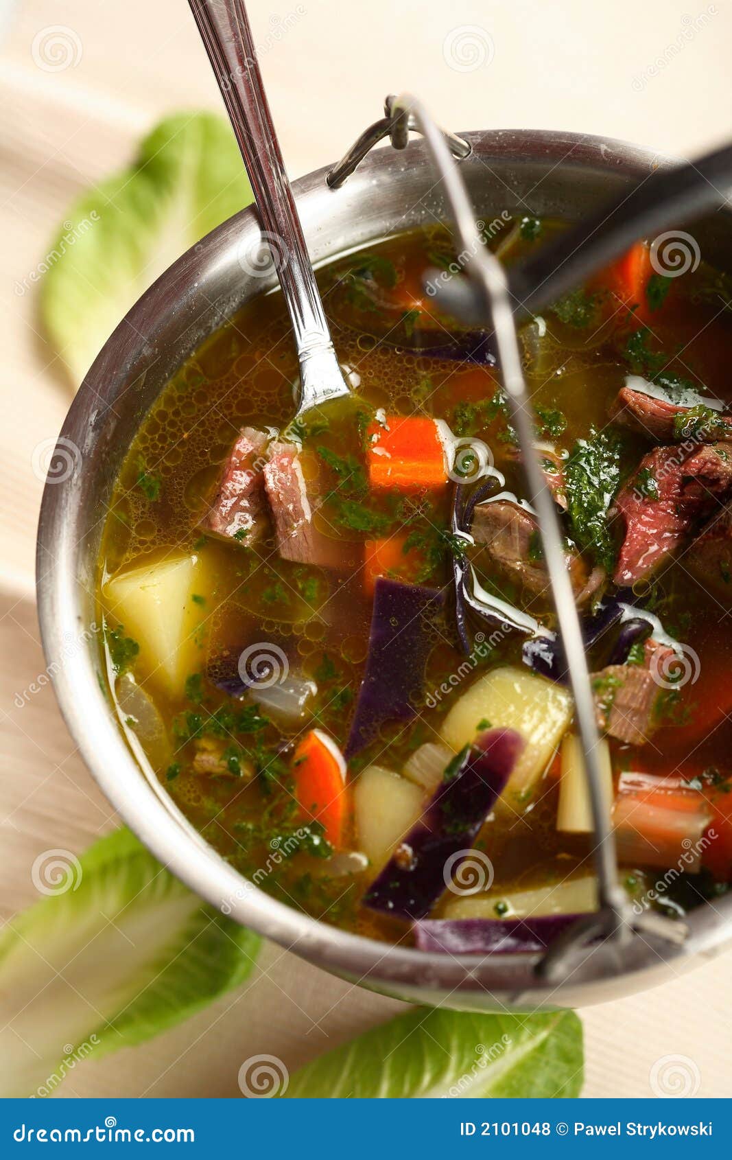 Vegetables Soup with Meat in the Dish Stock Photo Image of black