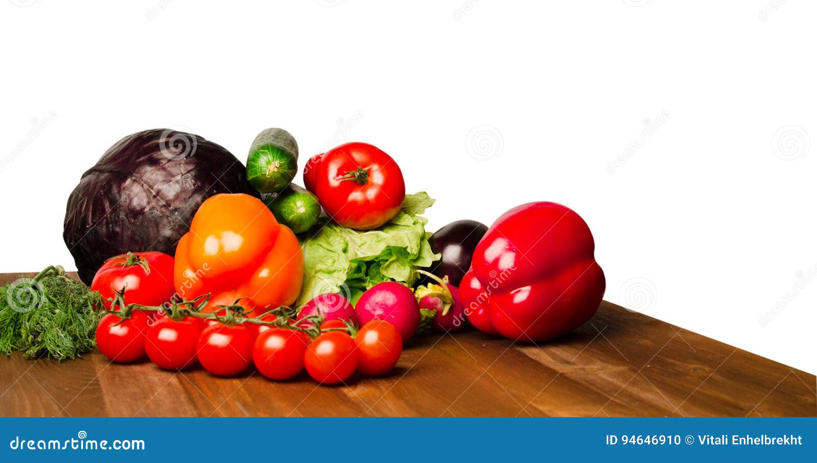 Vegetables on a Table Isolated on a White Background .Fresh Ve Stock ...