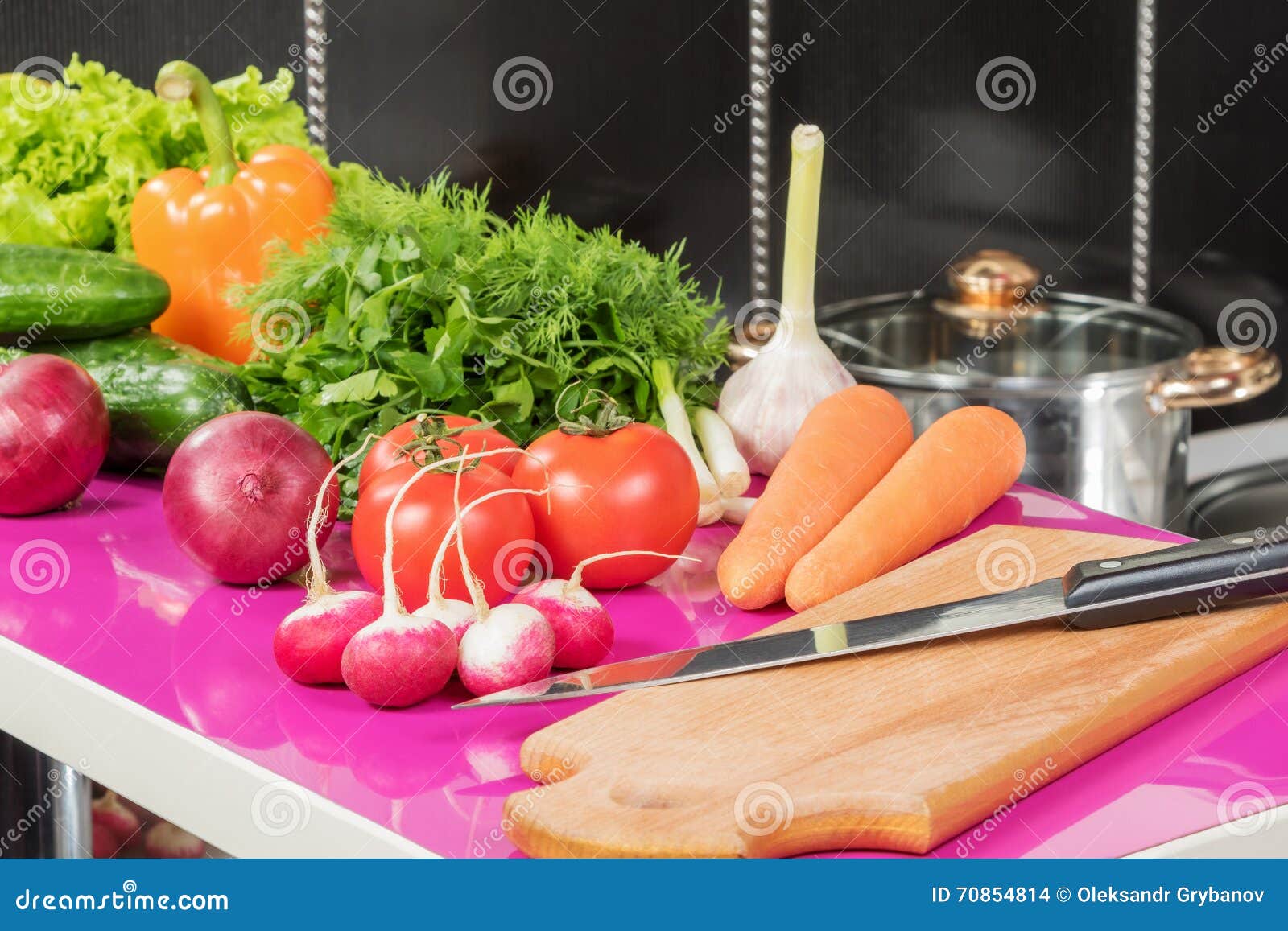 Vegetables on Table in the Kitchen Stock Photo Image of kitchen, cucumber 70854814