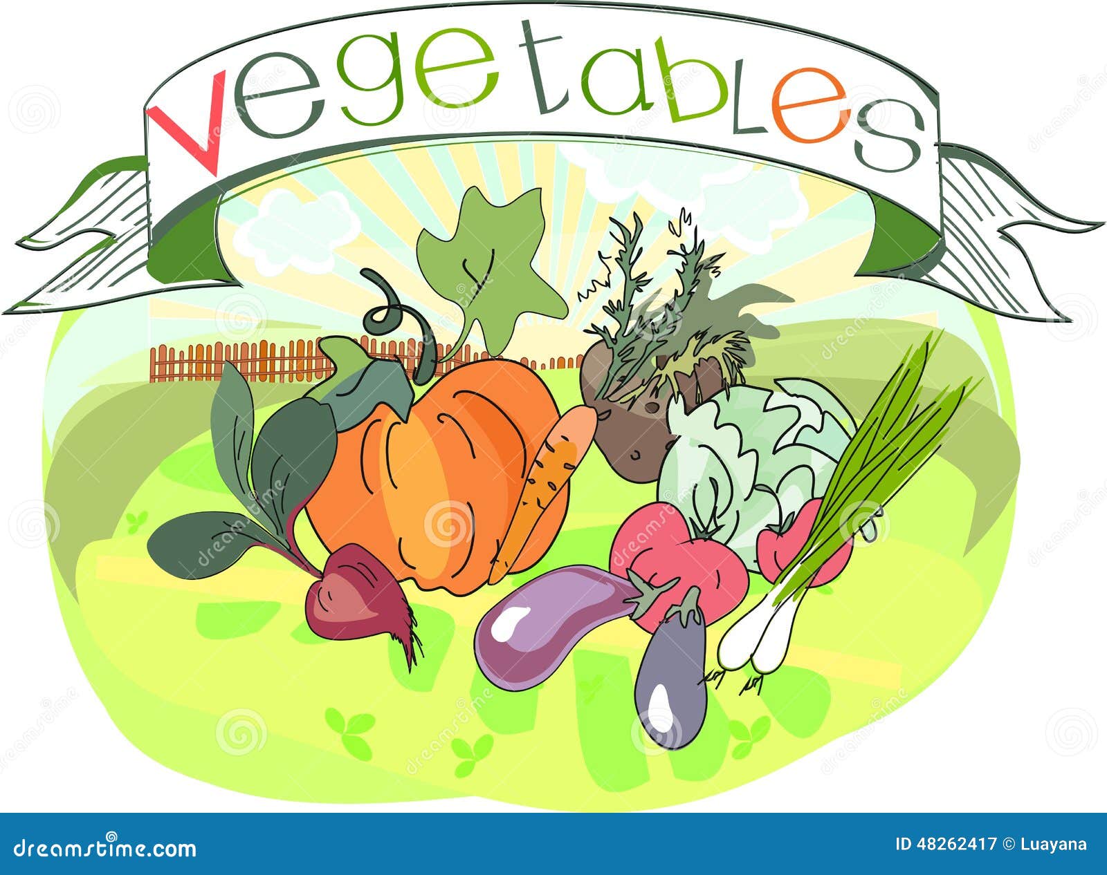Vegetables with title stock vector. Illustration of pattern 48262417