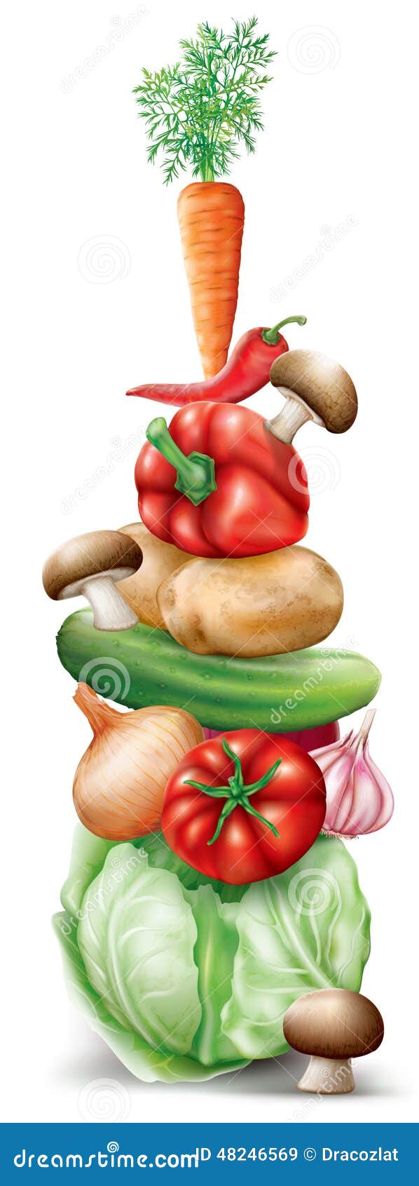 Vegetables tower stock vector. Illustration of harvest 48246569