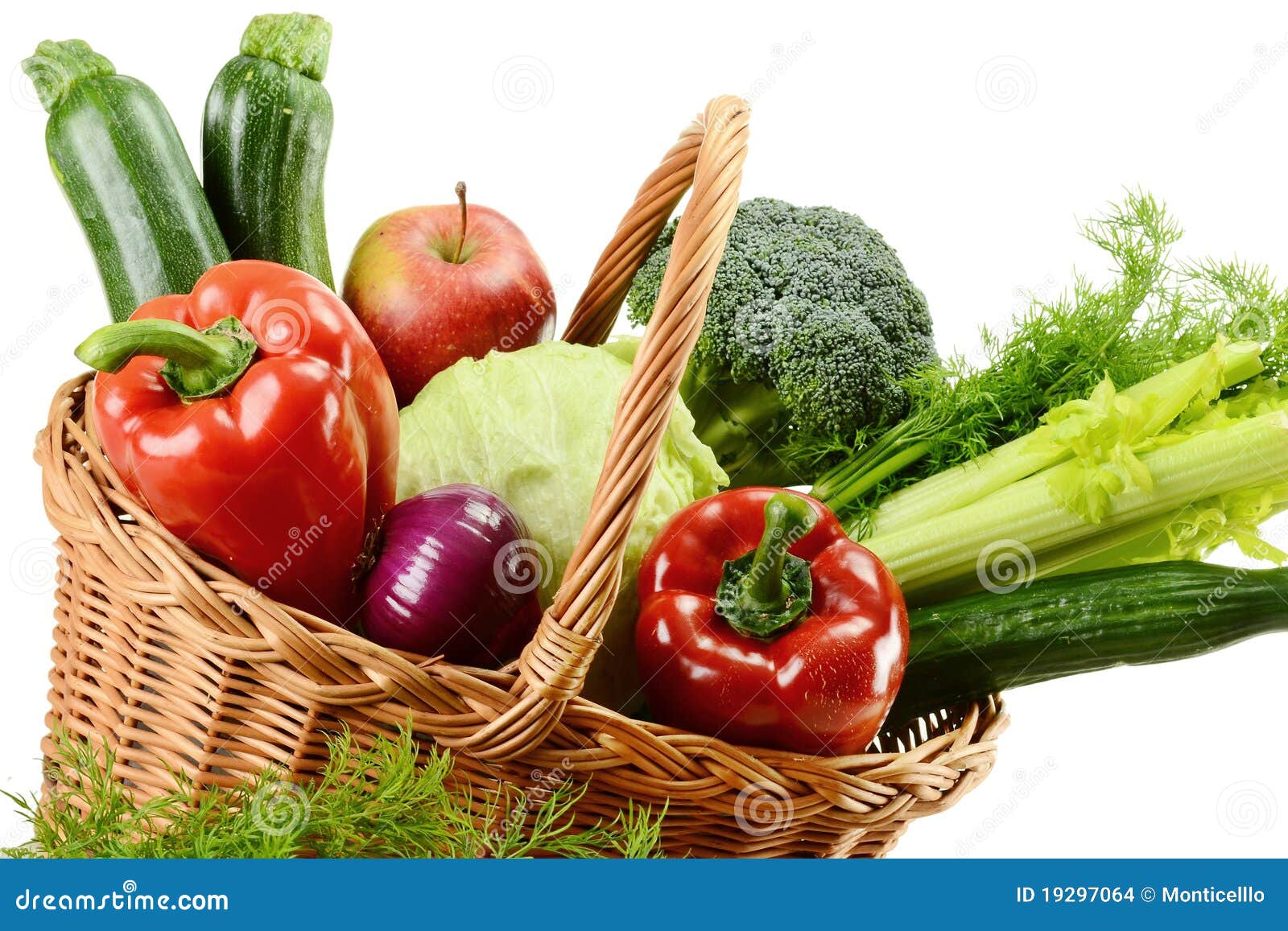 Vegetables in Wicker Basket Stock Photo Image of dill, isolated 19297064