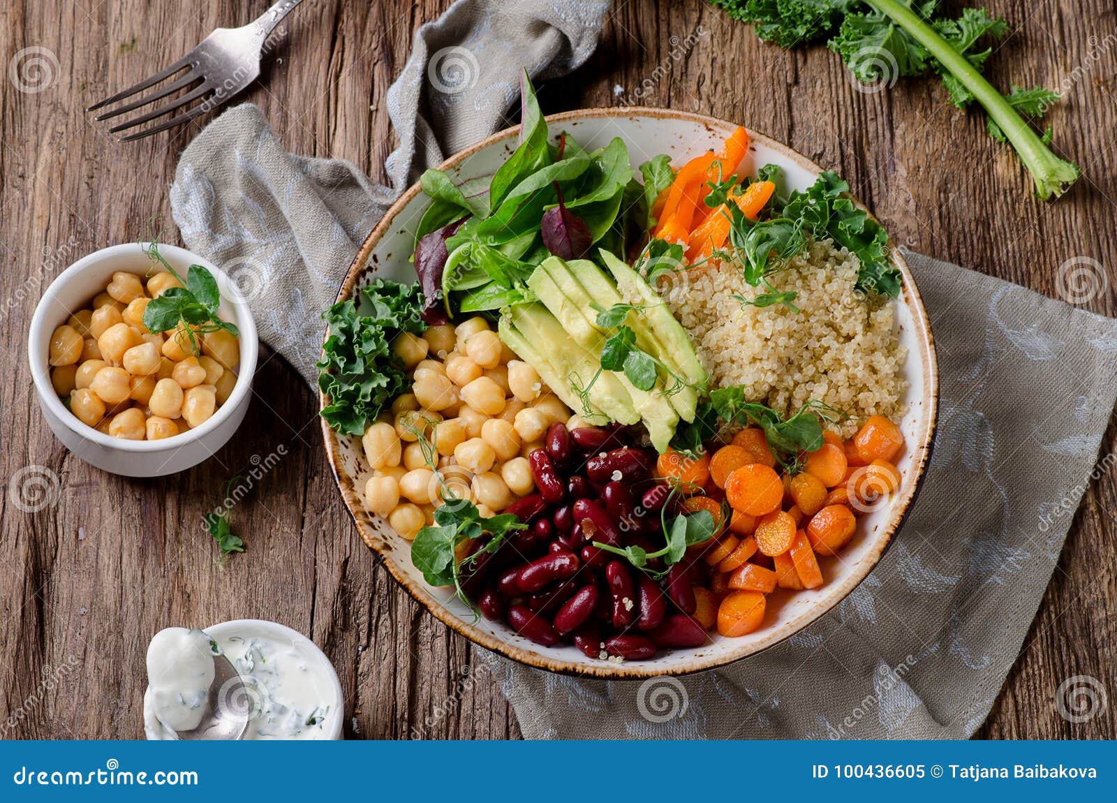 vegetarian buddha bowl with quinoa and chickpea